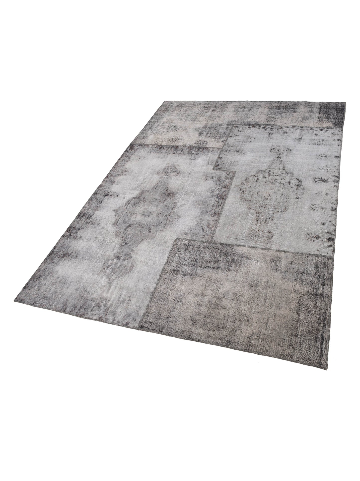 Turkish Vestige Patchwork 130946 Gray 10x13.11 Hand Knotted Rug