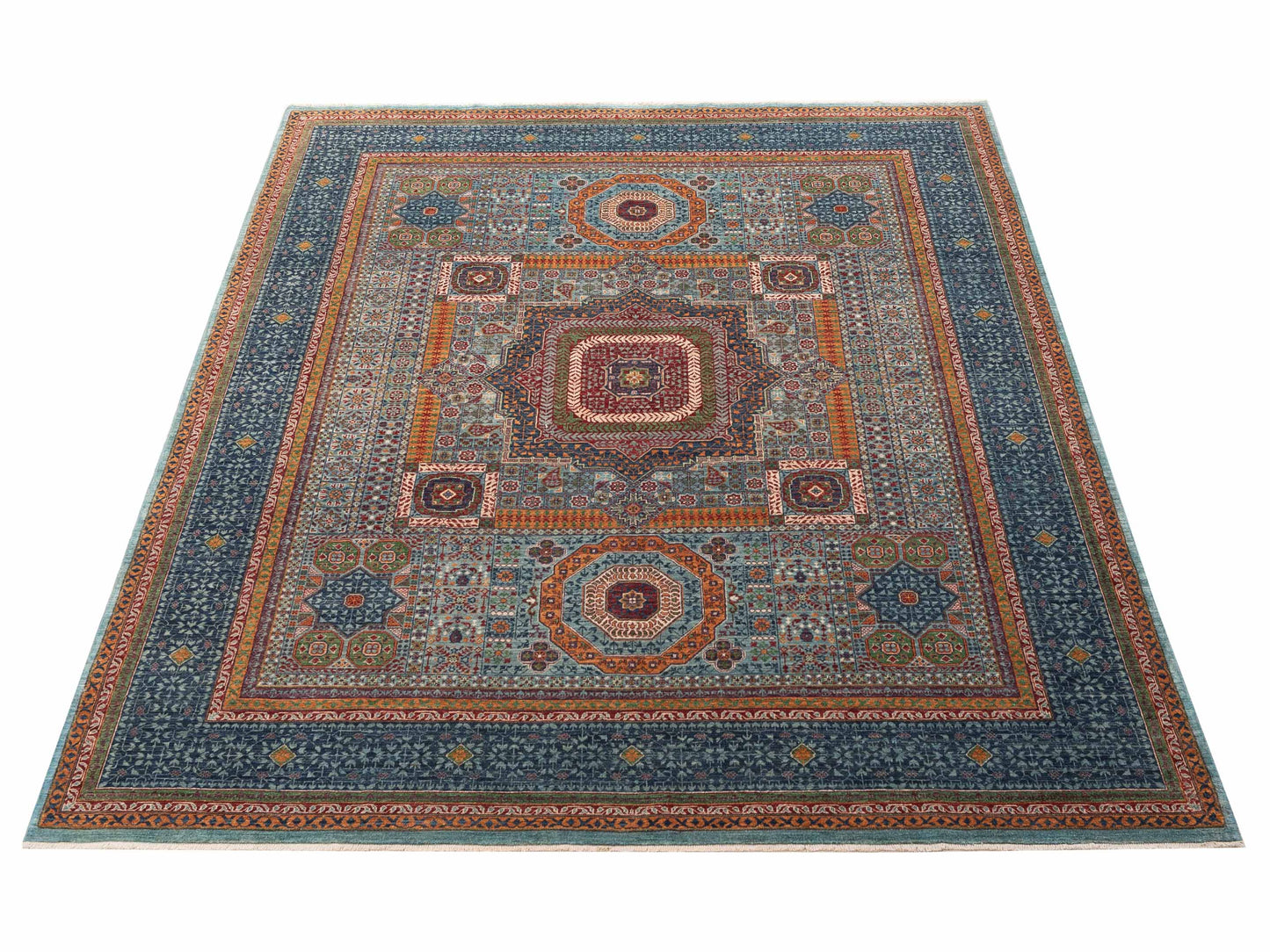 Artisan Mamluk 154723 Blue Blue 8.2x10.2 Hand Knotted Rug