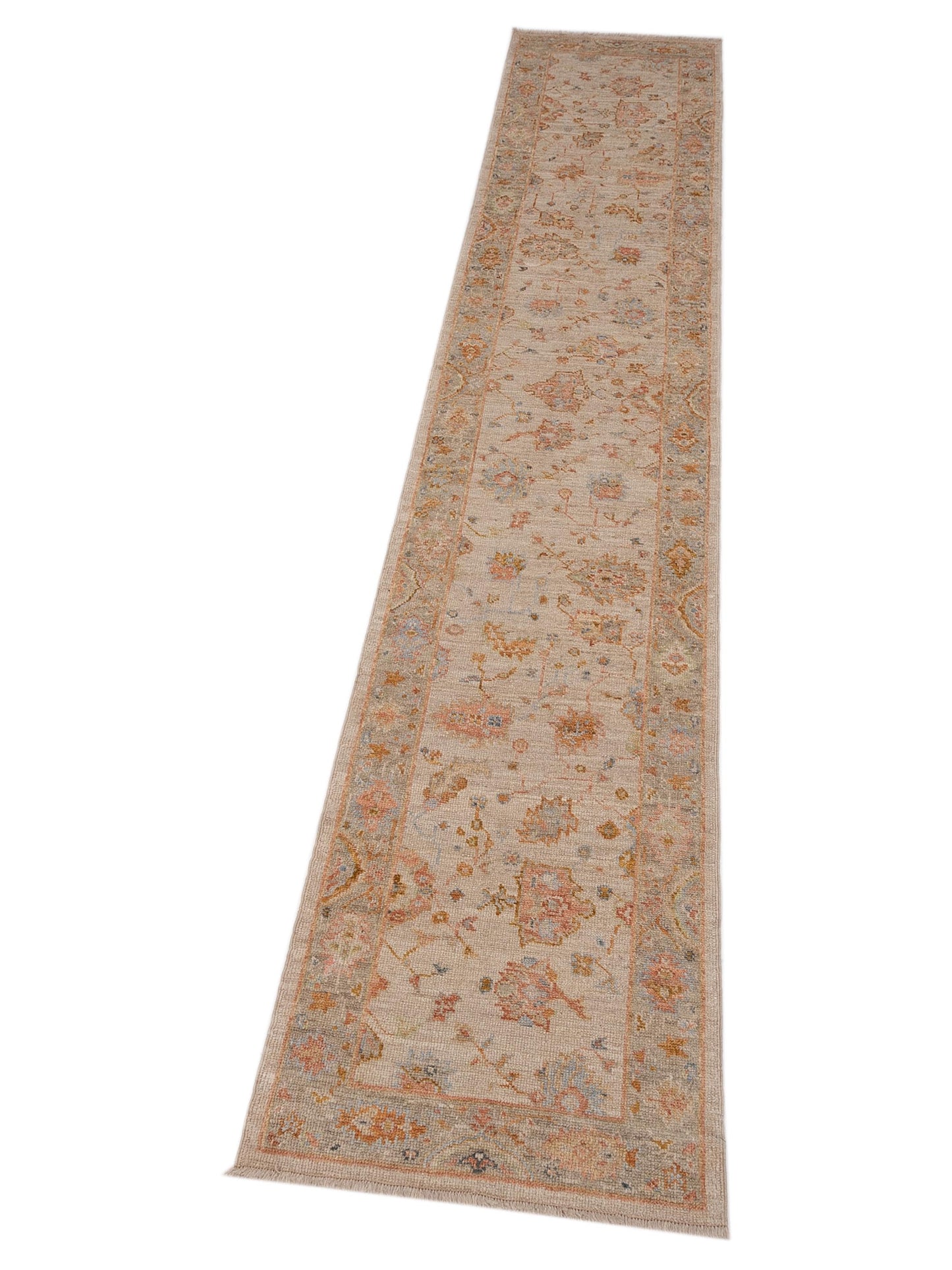 Angora Oushak 149575 Ivory Silver 2.7x13.5 Hand Knotted Rug
