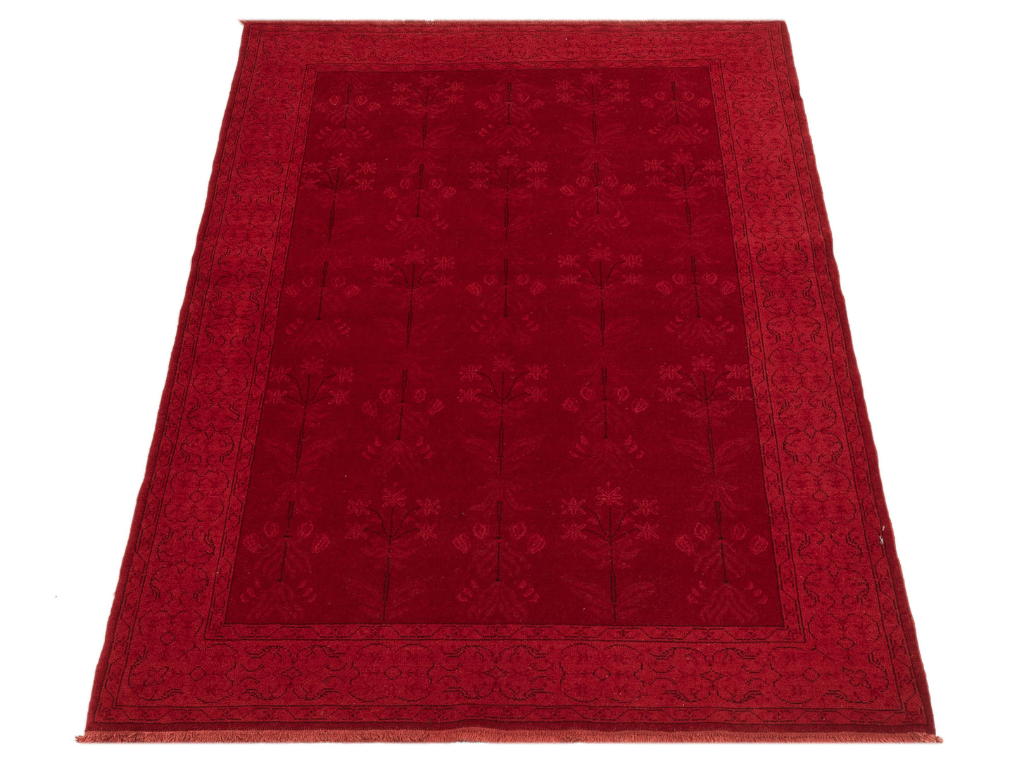 Vintage 108922 Red 4.4x6.3 Hand Knotted Rug
