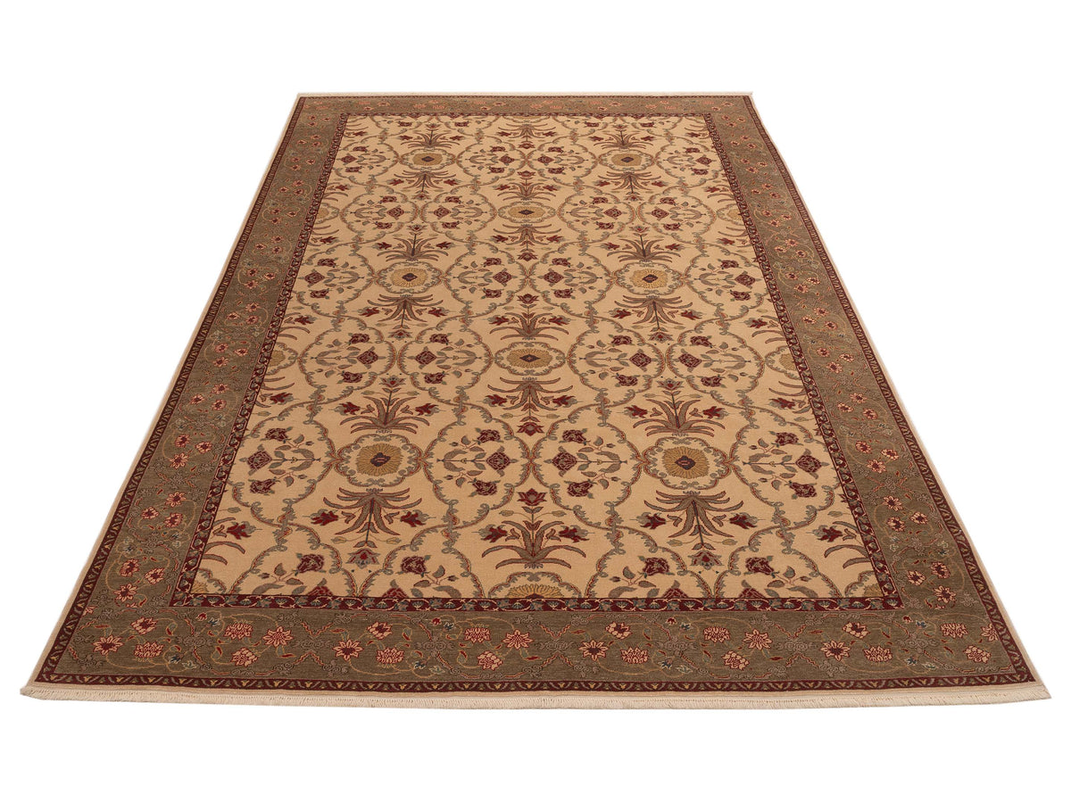 Antique Loom 104371 Ivory Green 10.4x14.5 Hand Knotted Rug