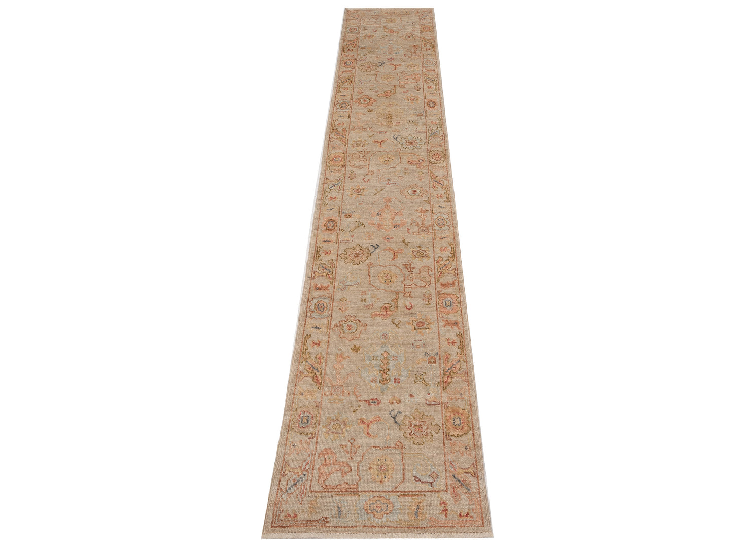 Angora Oushak 149327 Beige Beige 2.7x13.9 Hand Knotted Rug