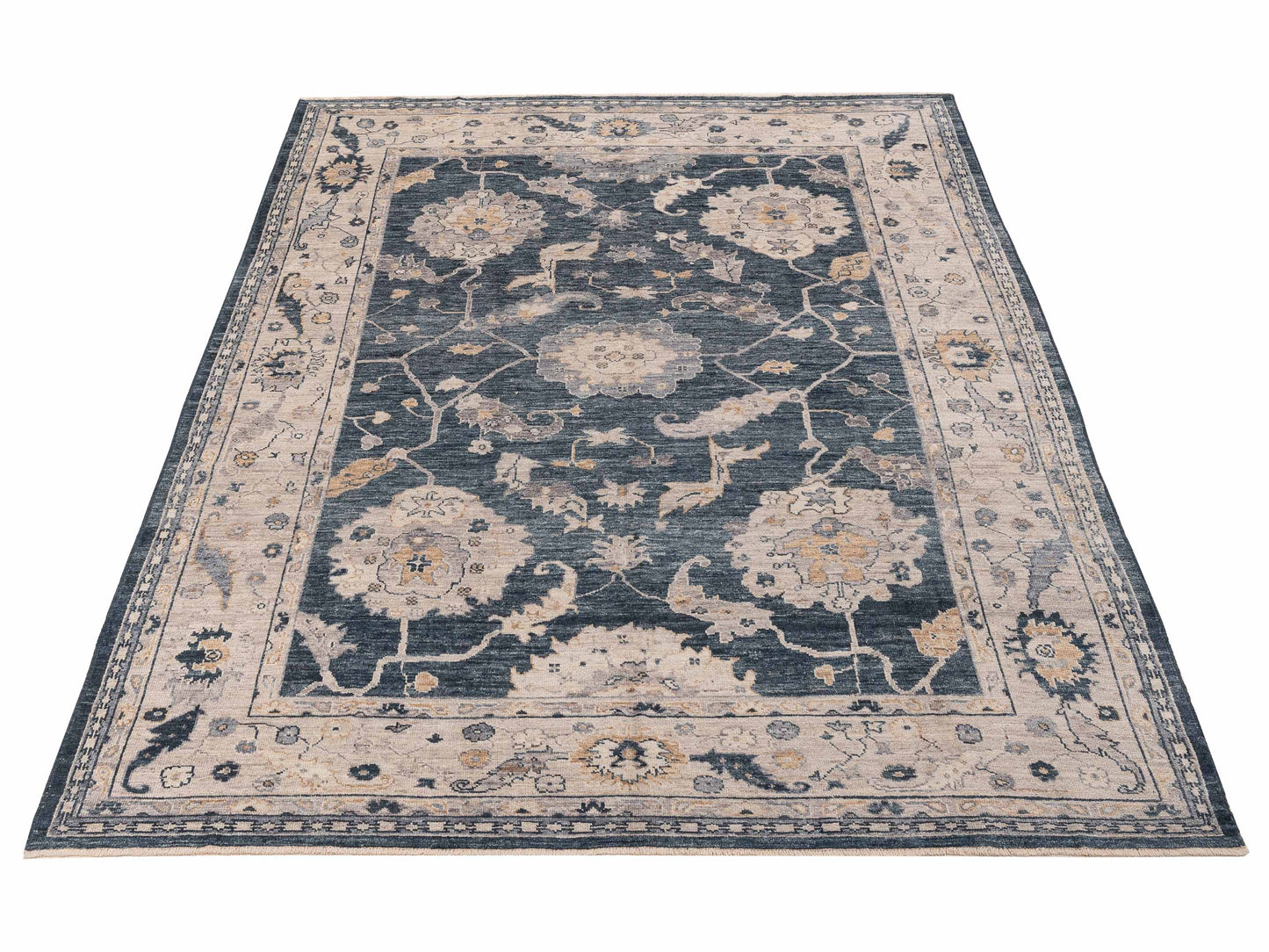 Angora Oushak 155015 Blue Ivory 9x11.10 Hand Knotted Rug