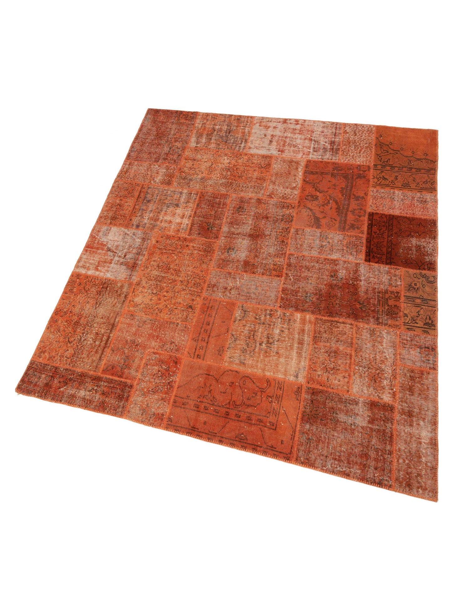 Turkish Vestige Patchwork 111938 Orange 8.2x9.8 Hand Knotted Rug