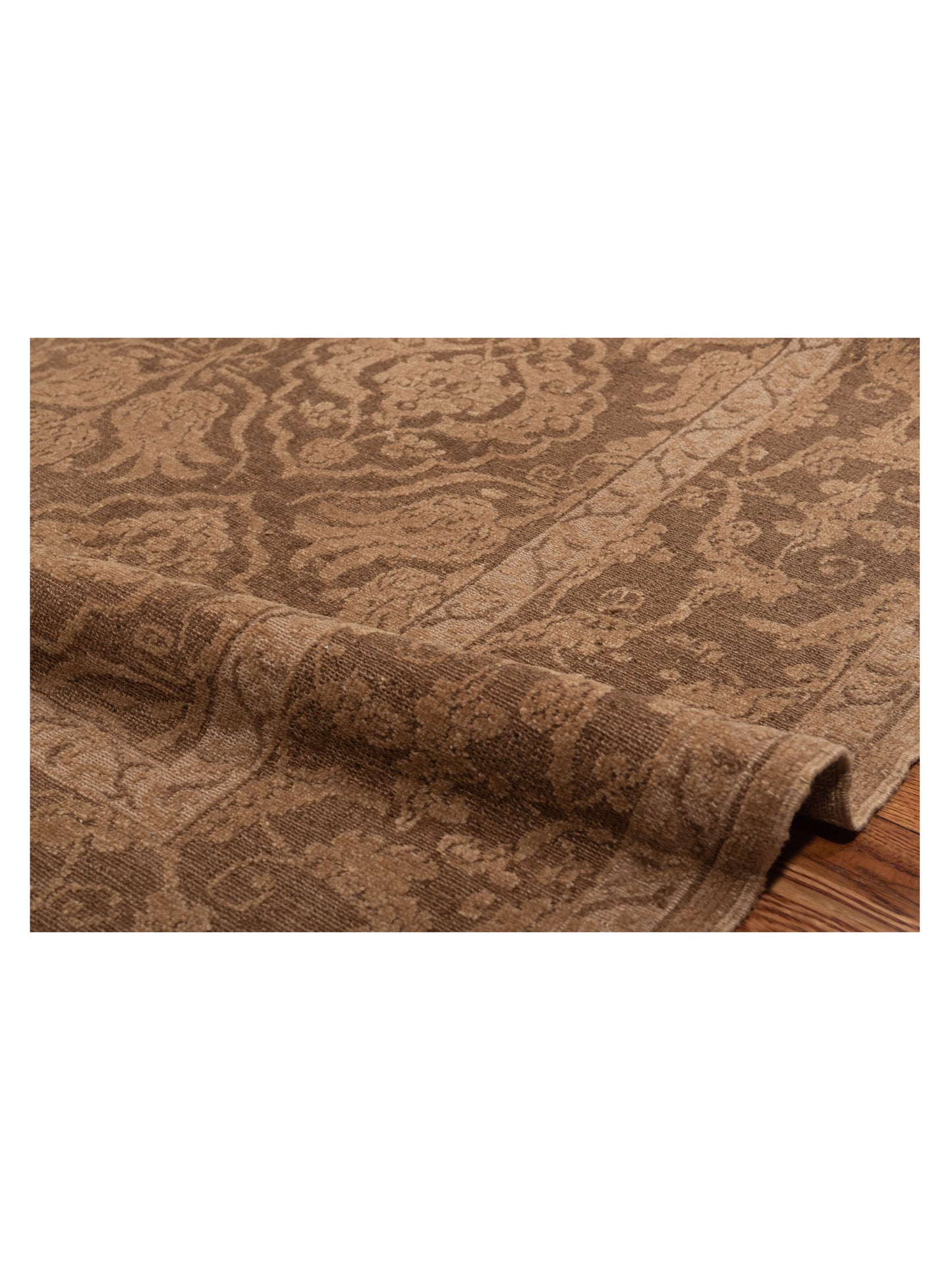 Defne Tulip Dark Brown Brown 6.3x9 Hand Knotted Rug