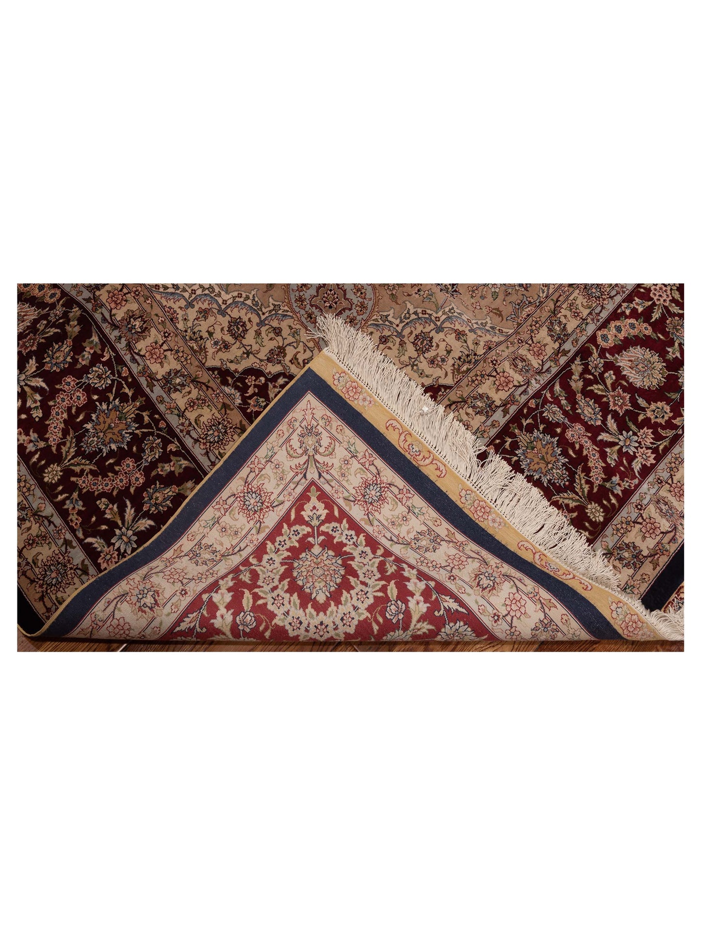 Pure Silk 117835 Navy Red 8.1x10 Hand Knotted Rug