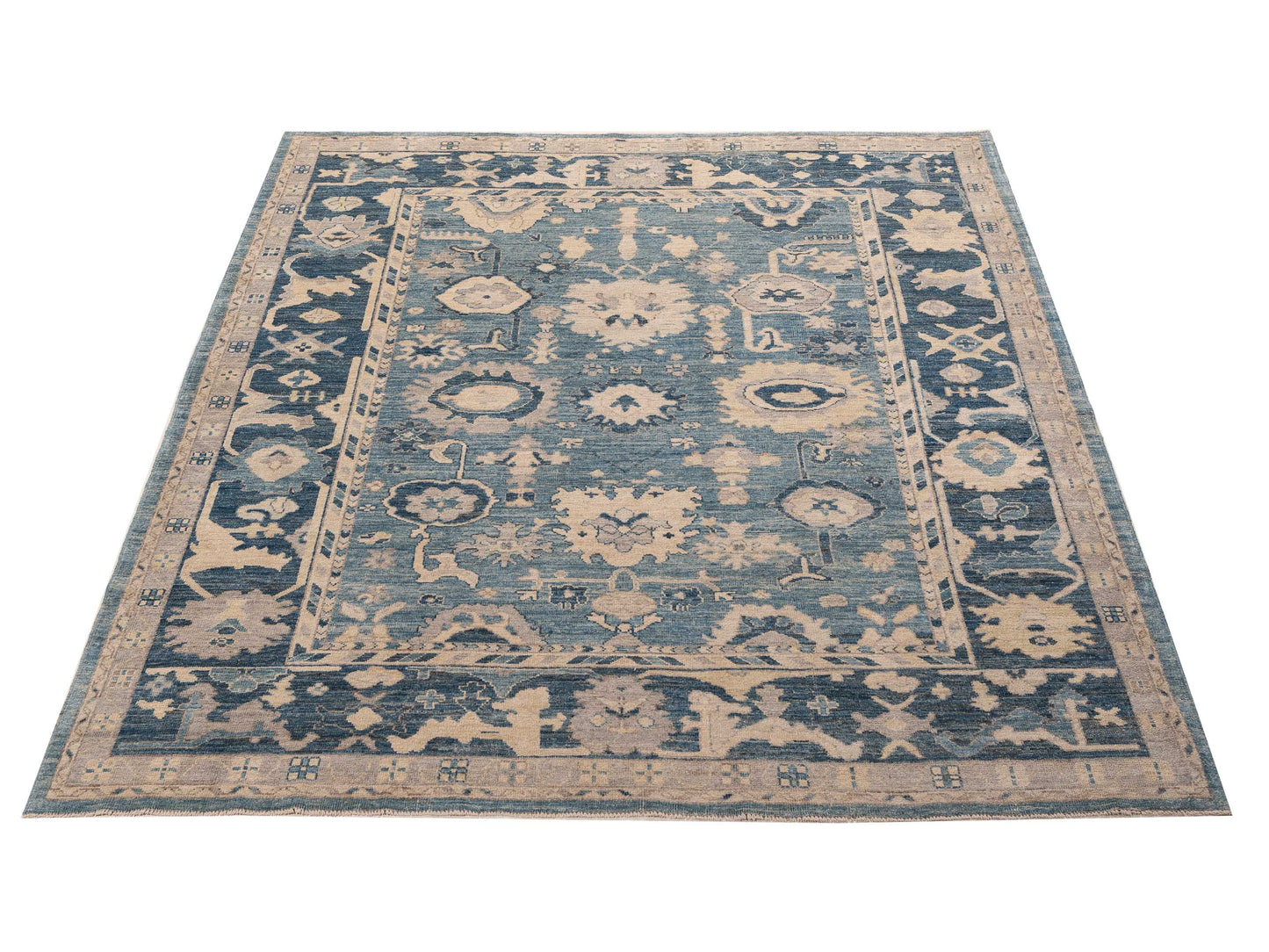 Anadol Oushak 156011 Blue Blue 8.5x9.9 Hand Knotted Rug