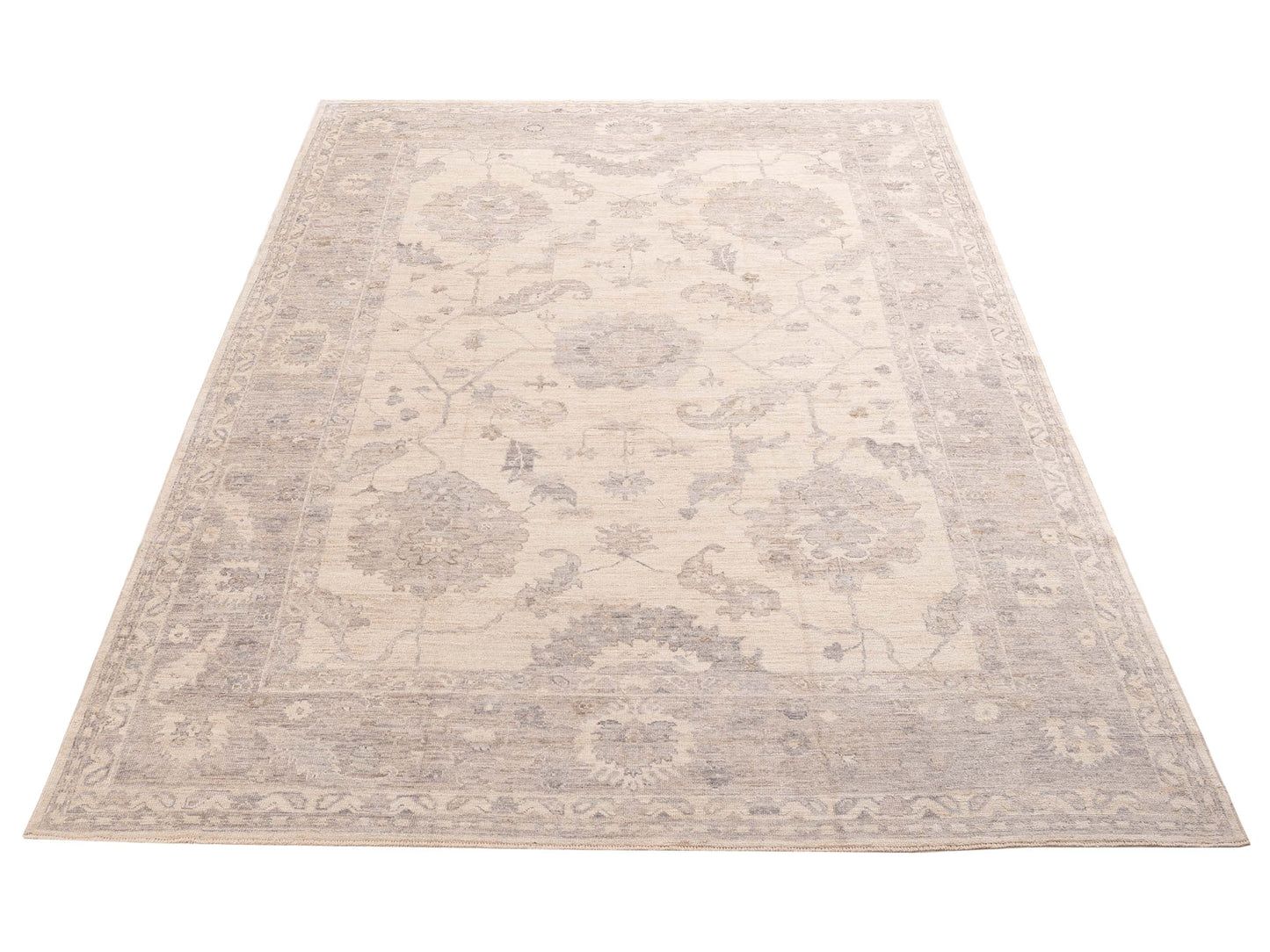Angora Oushak 156059 Ivory Gray 10x13.6 Hand Knotted Rug