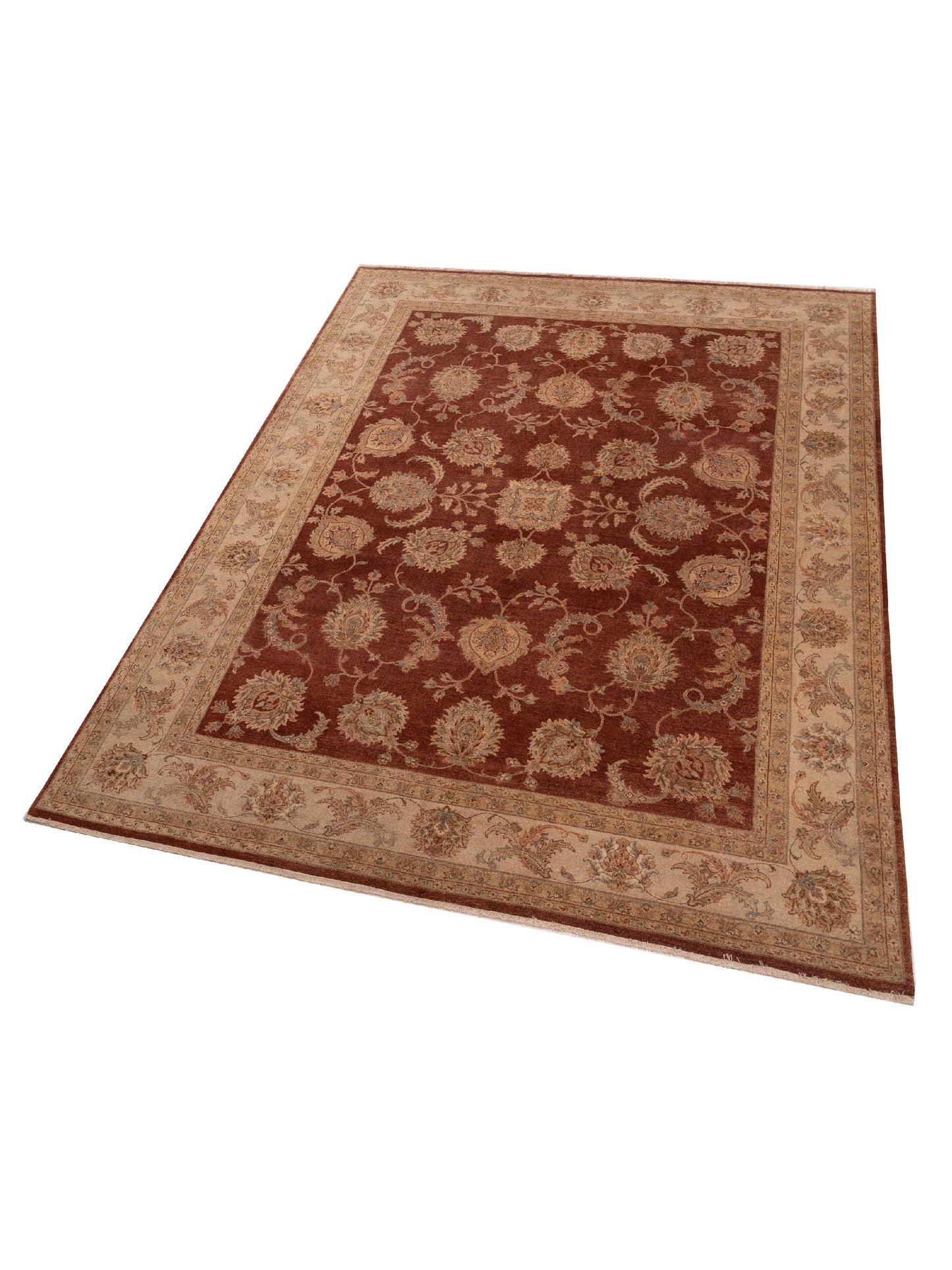 Ghazani 115642 Rust Ivory 8.11x11.11 Hand Knotted Rug