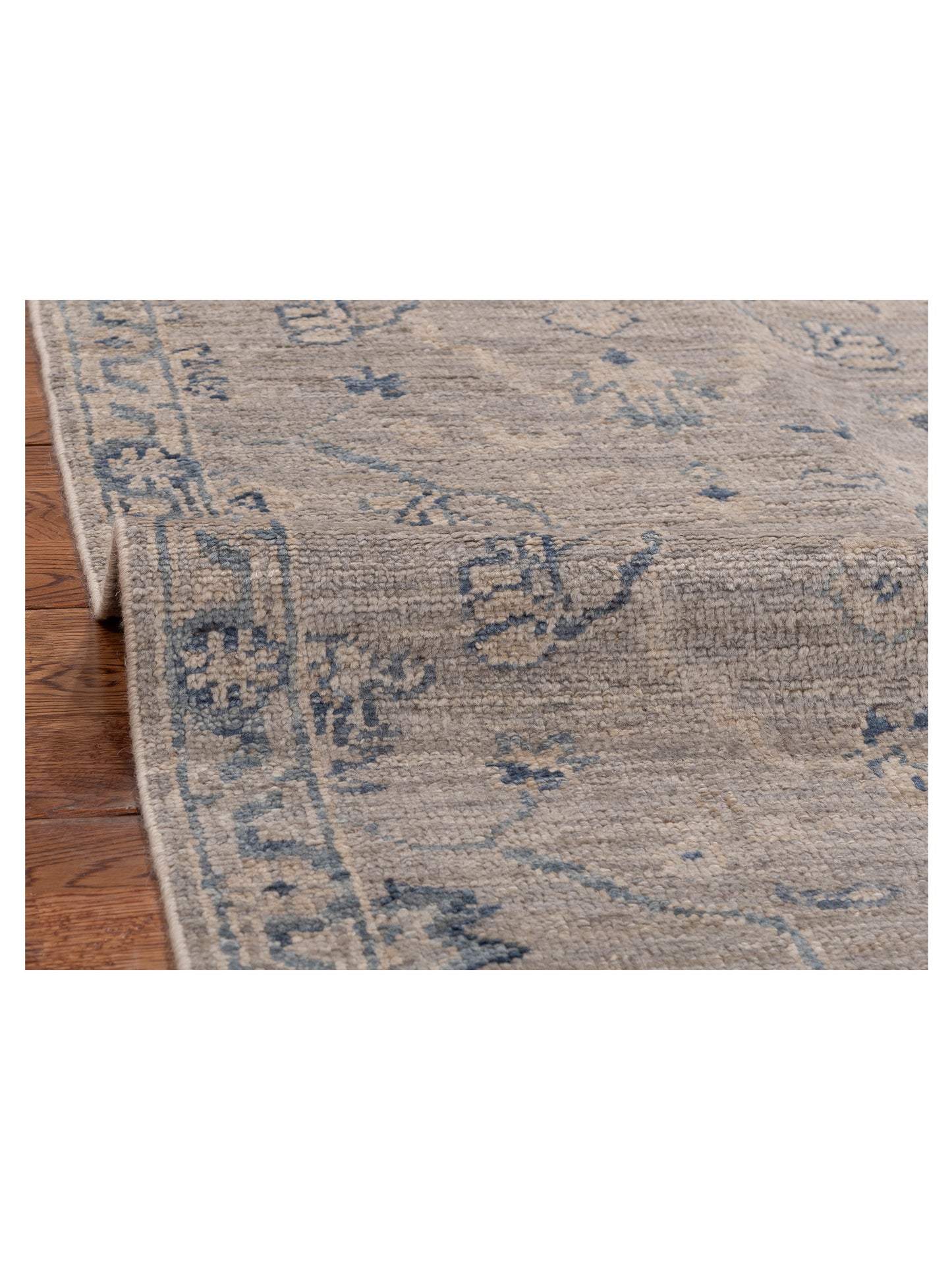 Angora Oushak 152499 Gray Blue 2.7x9 Hand Knotted Rug