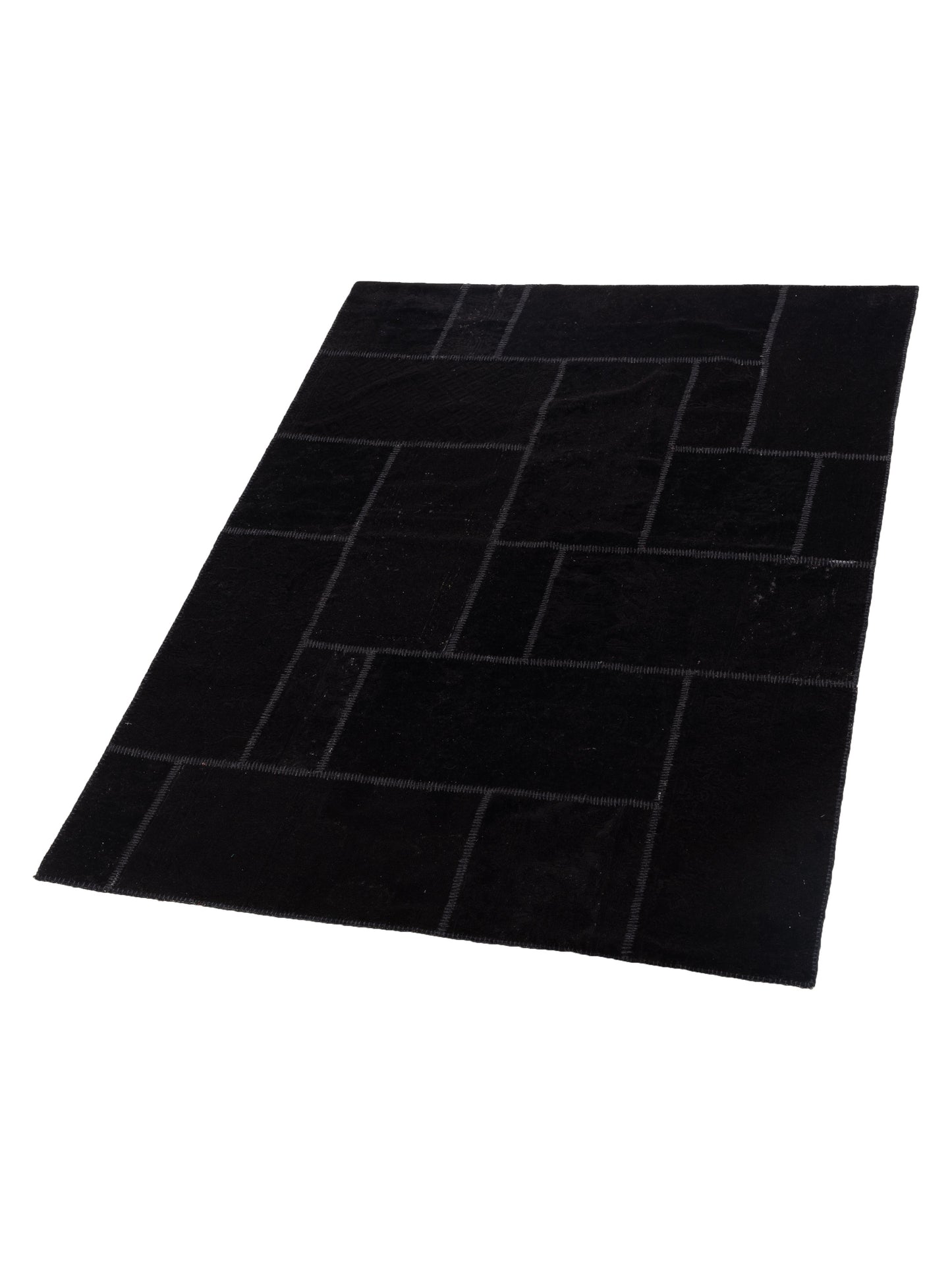 Turkish Vestige Patchwork 109440 Black Black 5.10x7.9 Hand Knotted Rug