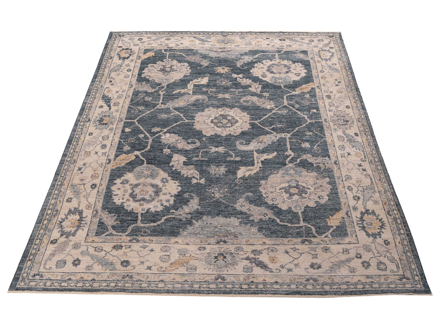 Angora Oushak 156028 Blue Ivory 9x11.10 Hand Knotted Rug