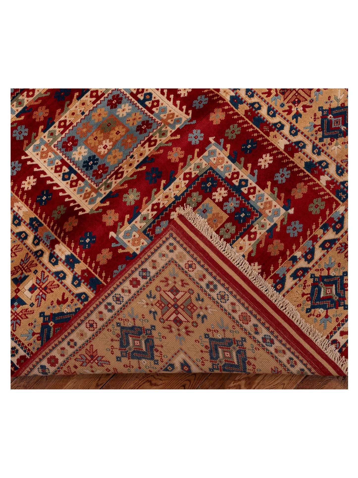 Turkish Shirwan 145151 Red Gold 4.10x6.10 Hand Knotted Rug