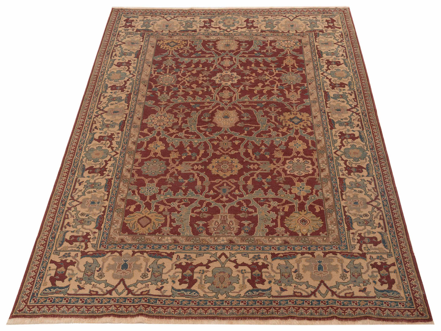 Antique Loom 121573 Red Ivory 6.4x8.2 Hand Knotted Rug