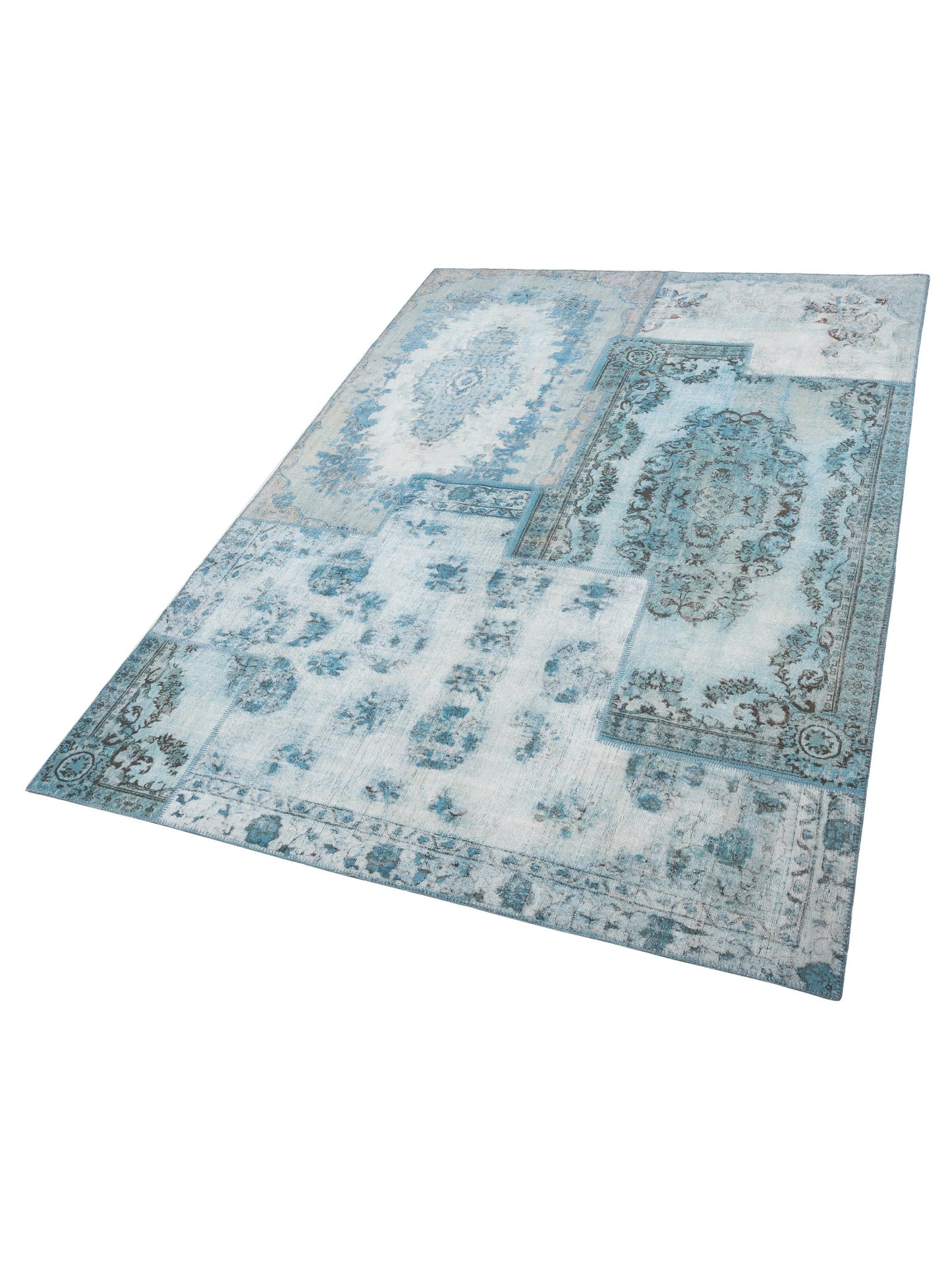 Turkish Vestige Patchwork 146032 Blue 10.1x13.11 Hand Knotted Rug