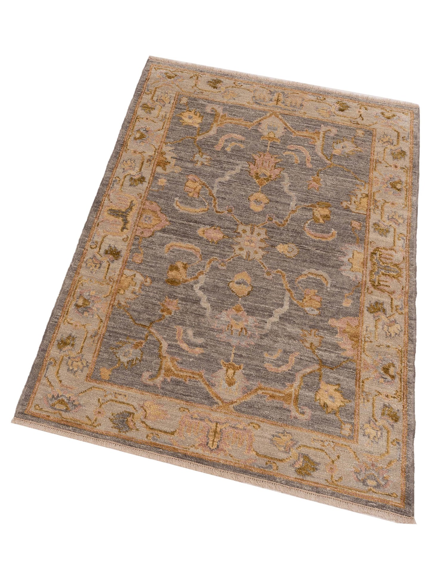 Angora Oushak 150401 Gray Ivory 4x5.11 Hand Knotted Rug