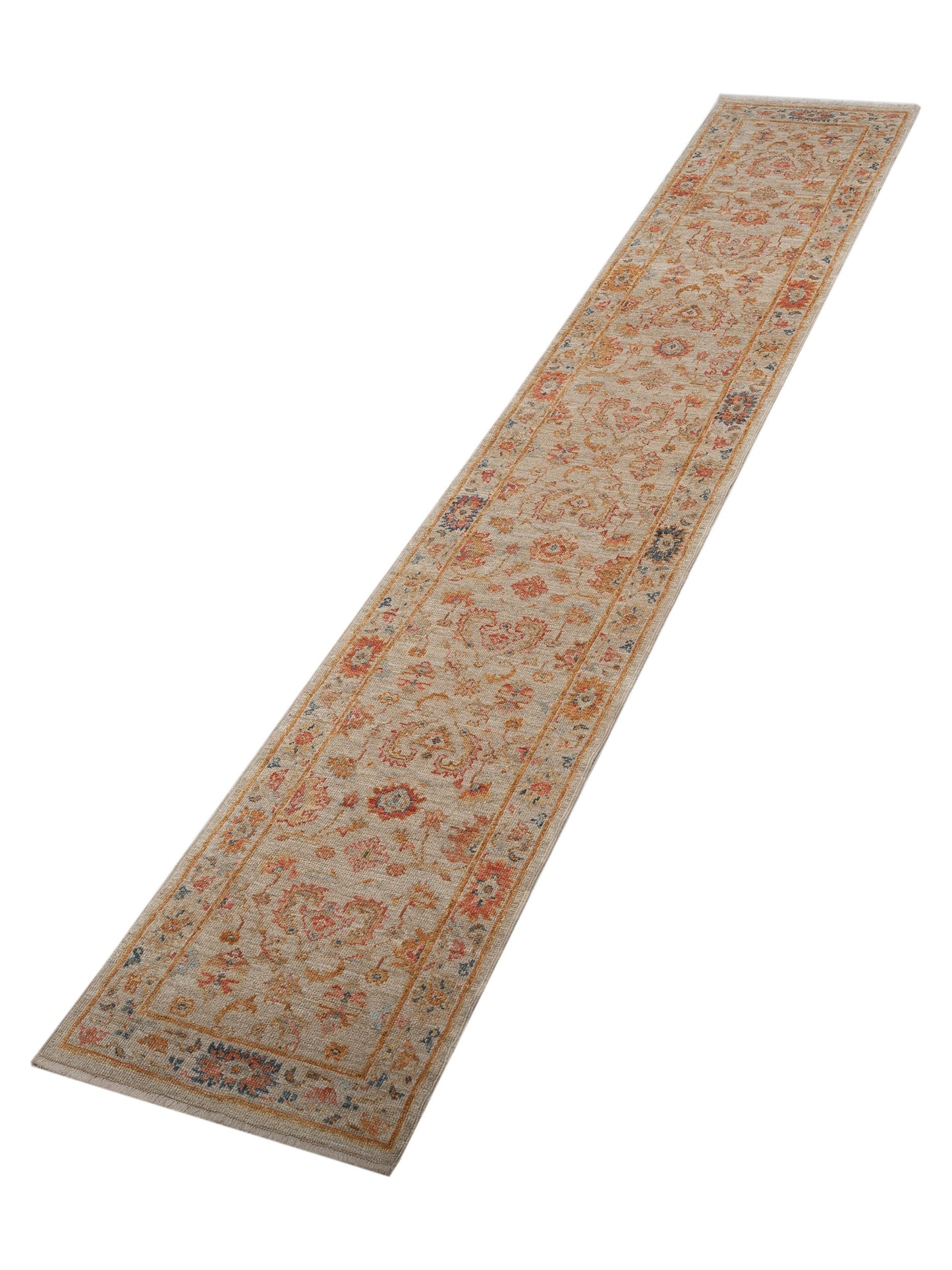 Angora Oushak 146497 Ivory Ivory 2.7x13.8 Hand Knotted Rug
