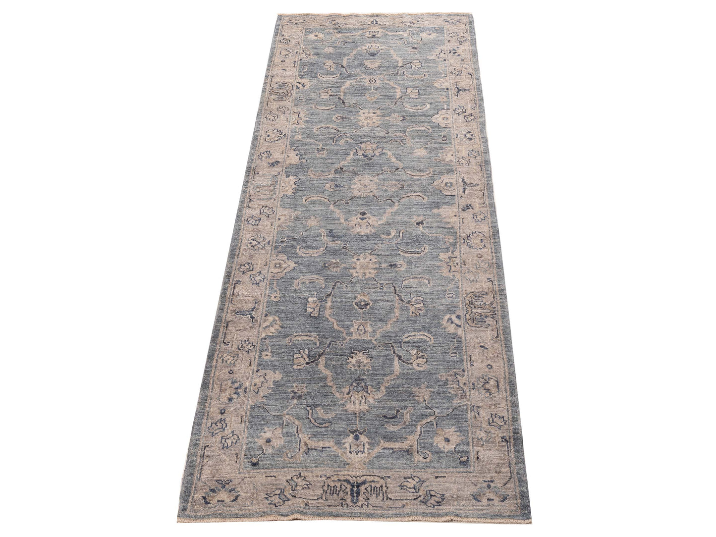 Angora Oushak 156266 Blue Gray 4x11.8 Hand Knotted Rug