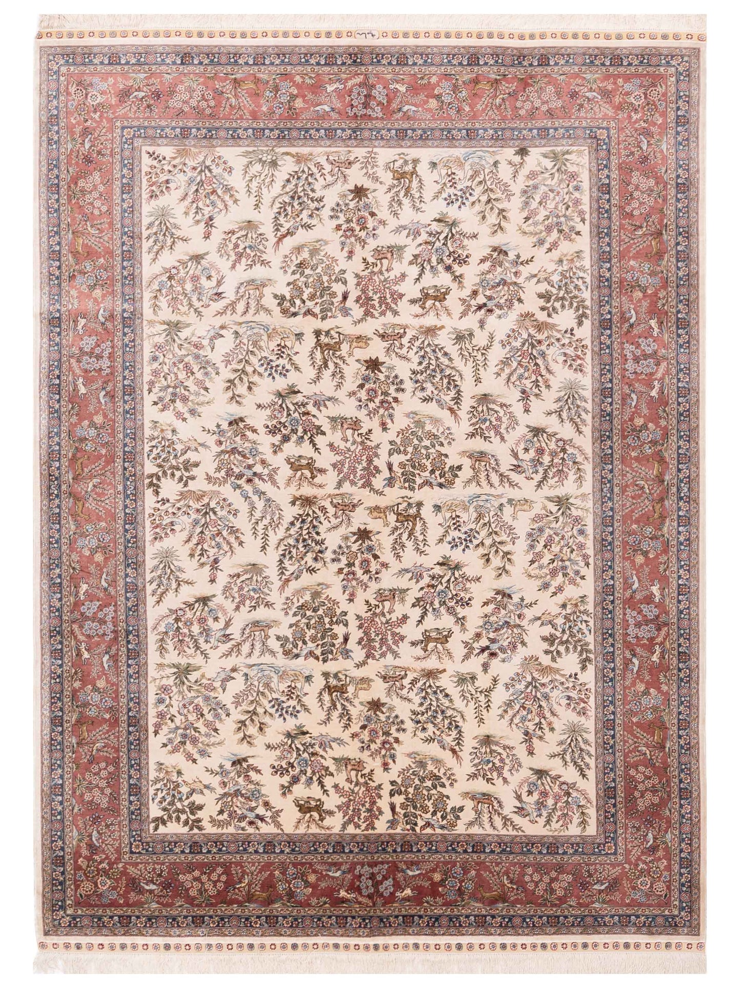 Pasha Pure Silk  Ivory Pink Traditional