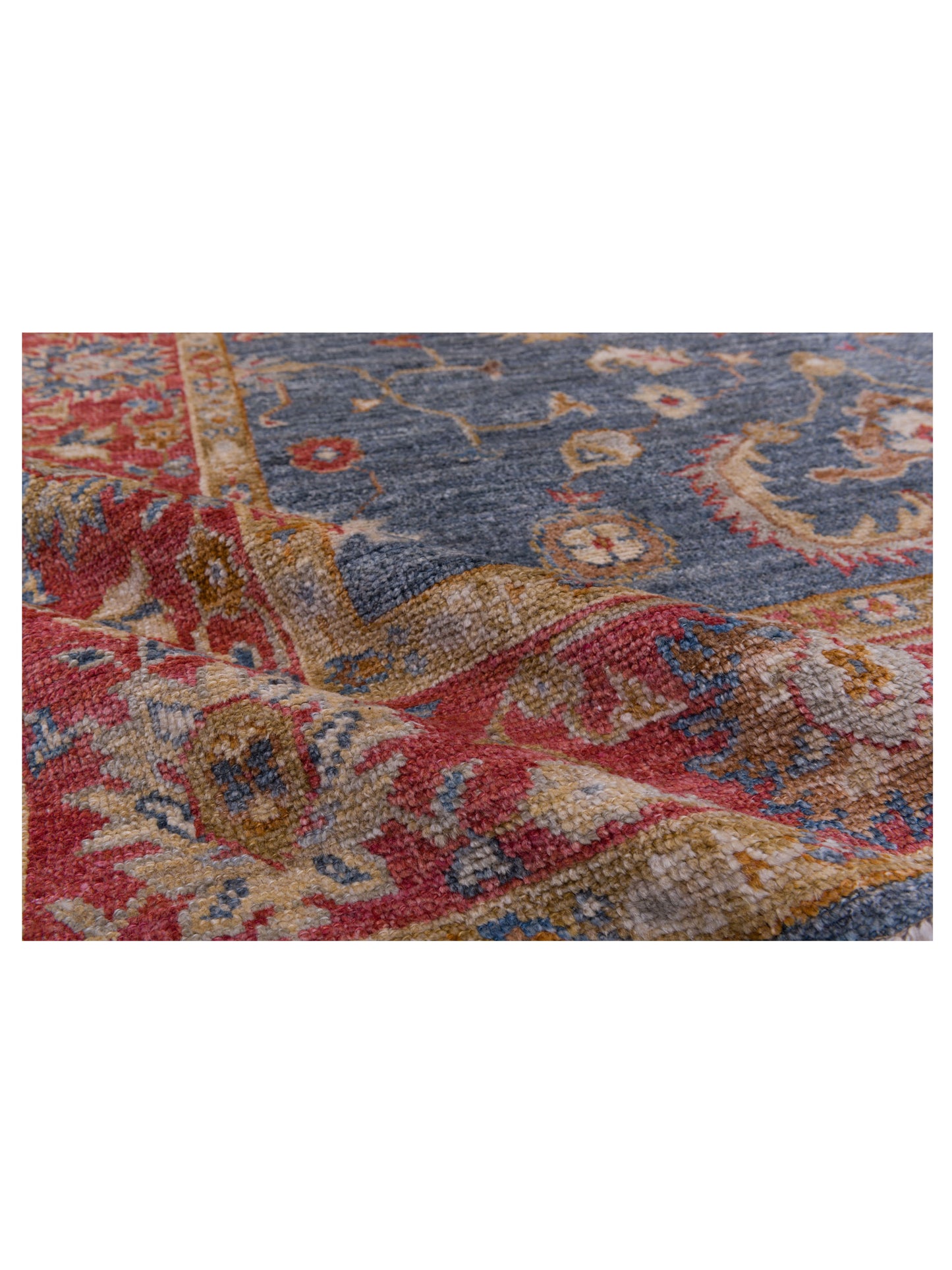 Angora Oushak 144587 Teal Blue Red 6.3x11.7 Hand Knotted Rug
