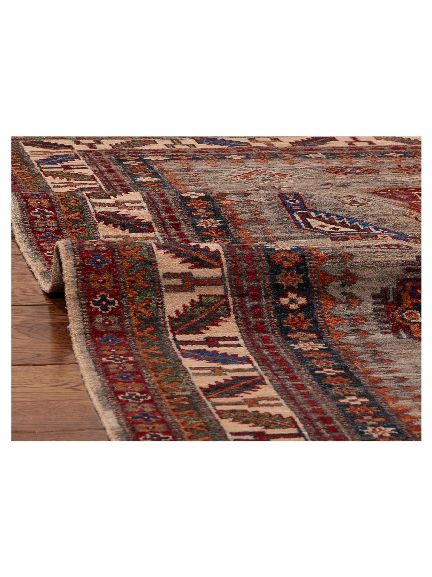 Artisan Kazak 155355 Gray Ivory 5.1x6.9 Hand Knotted Rug