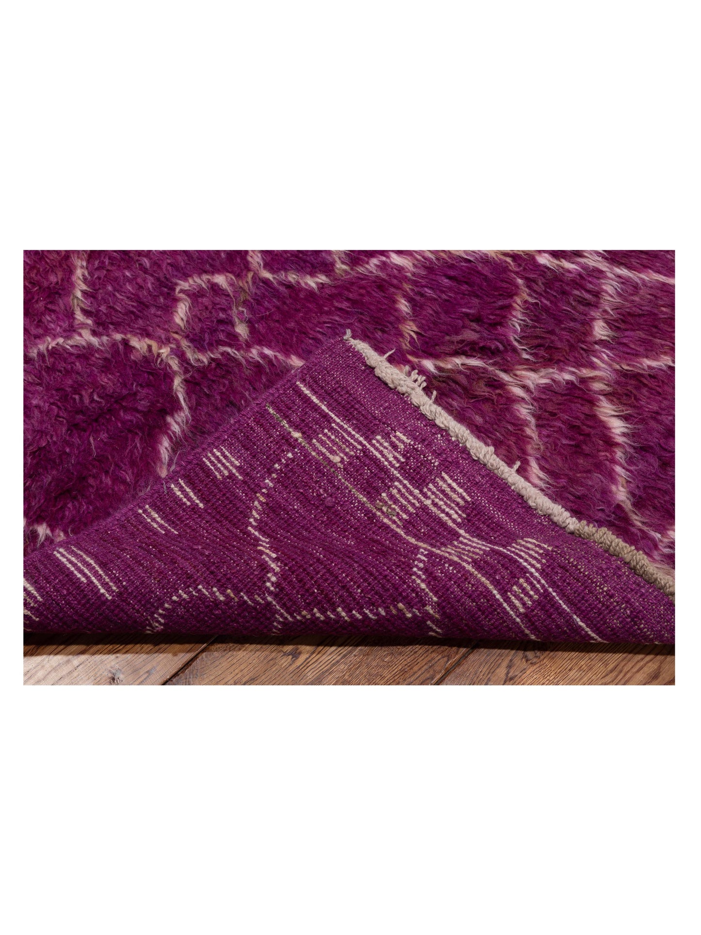 Berber Aspendos Fuchsia Ivory 10.4x13.9 Hand Knotted Rug