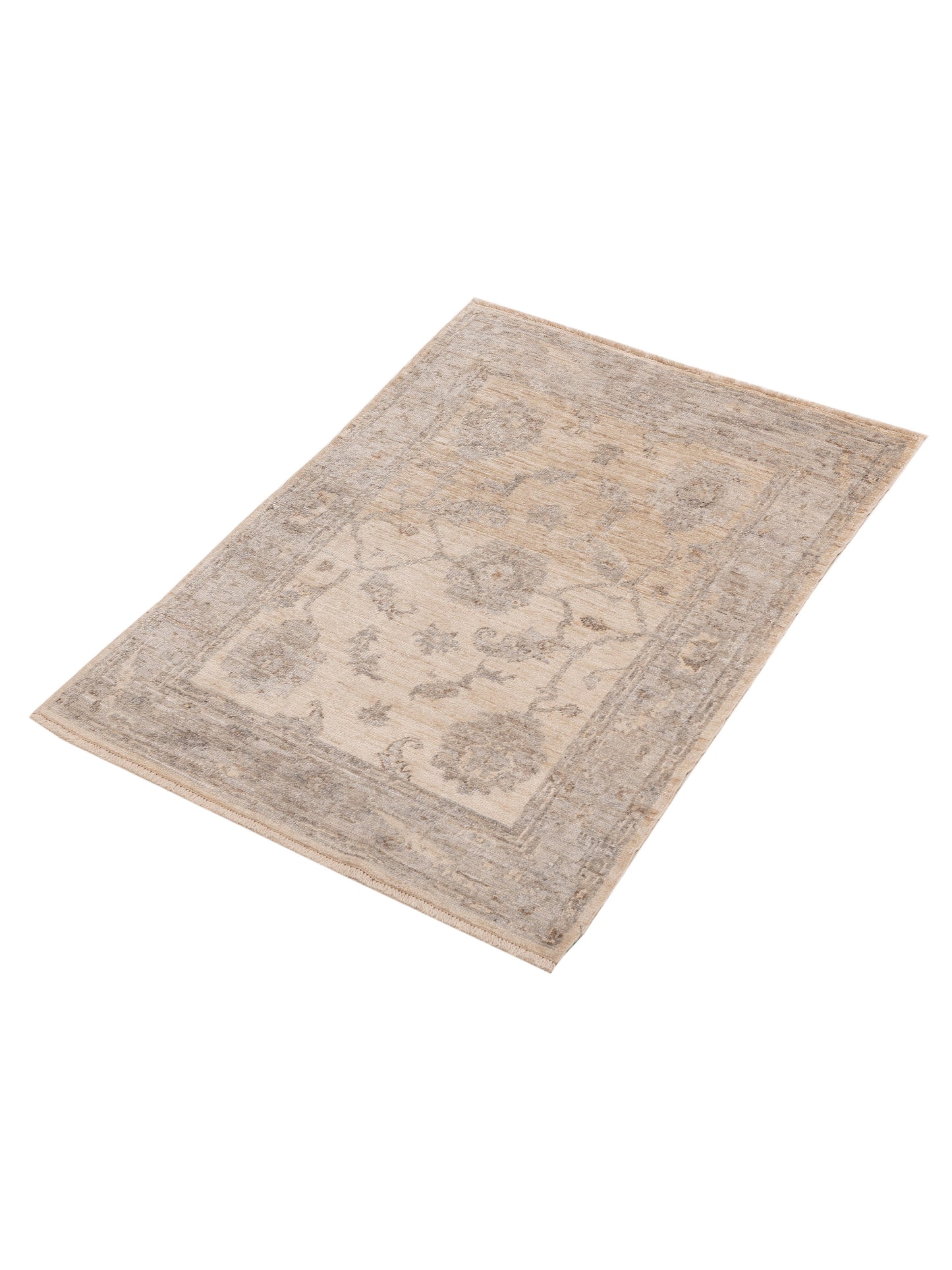 Angora Oushak 153546 Ivory Gray 3.11x5.6 Hand Knotted Rug