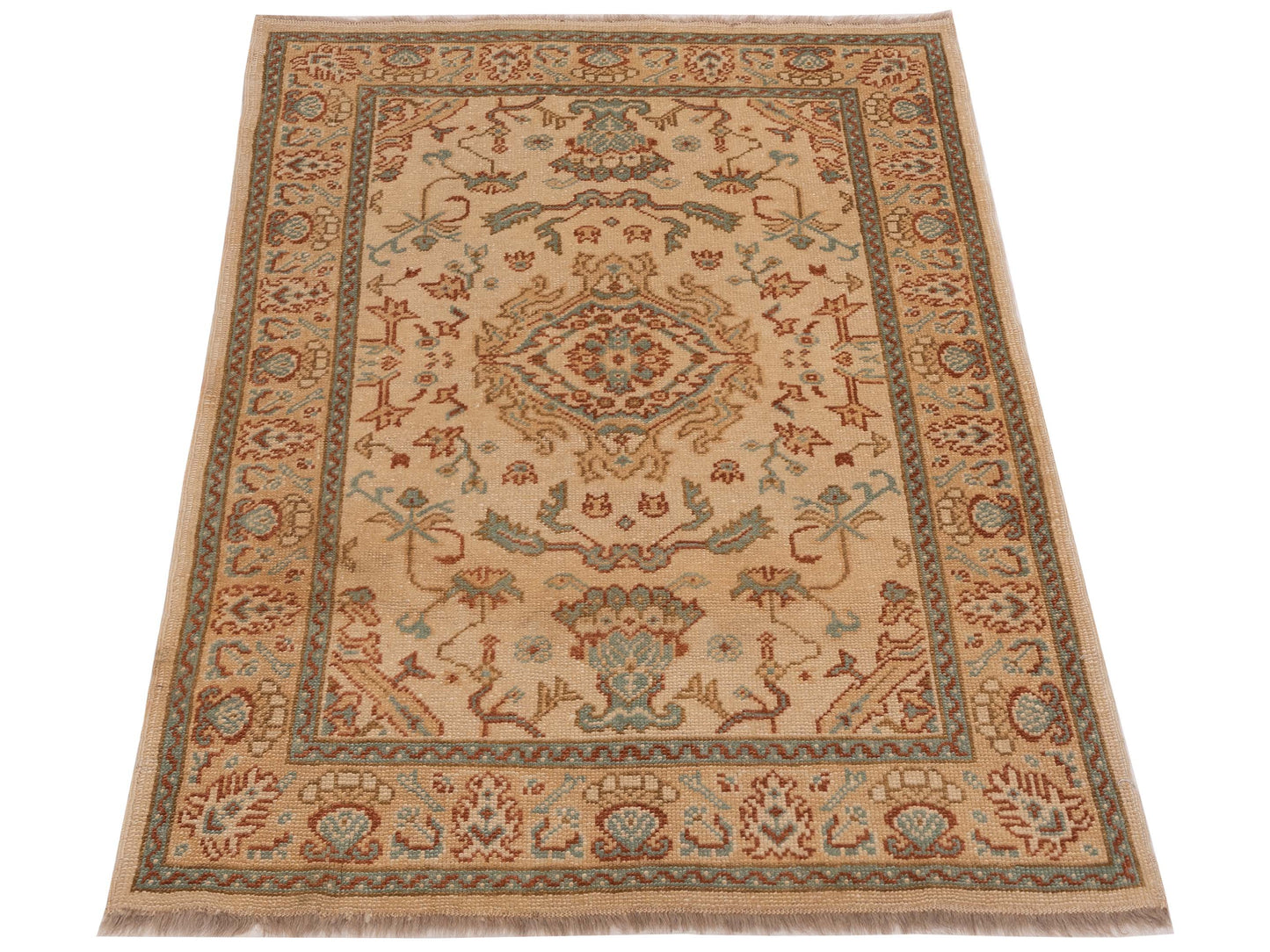 Anadol Oushak 129716 Beige Beige 4.1x5.7 Hand Knotted Rug