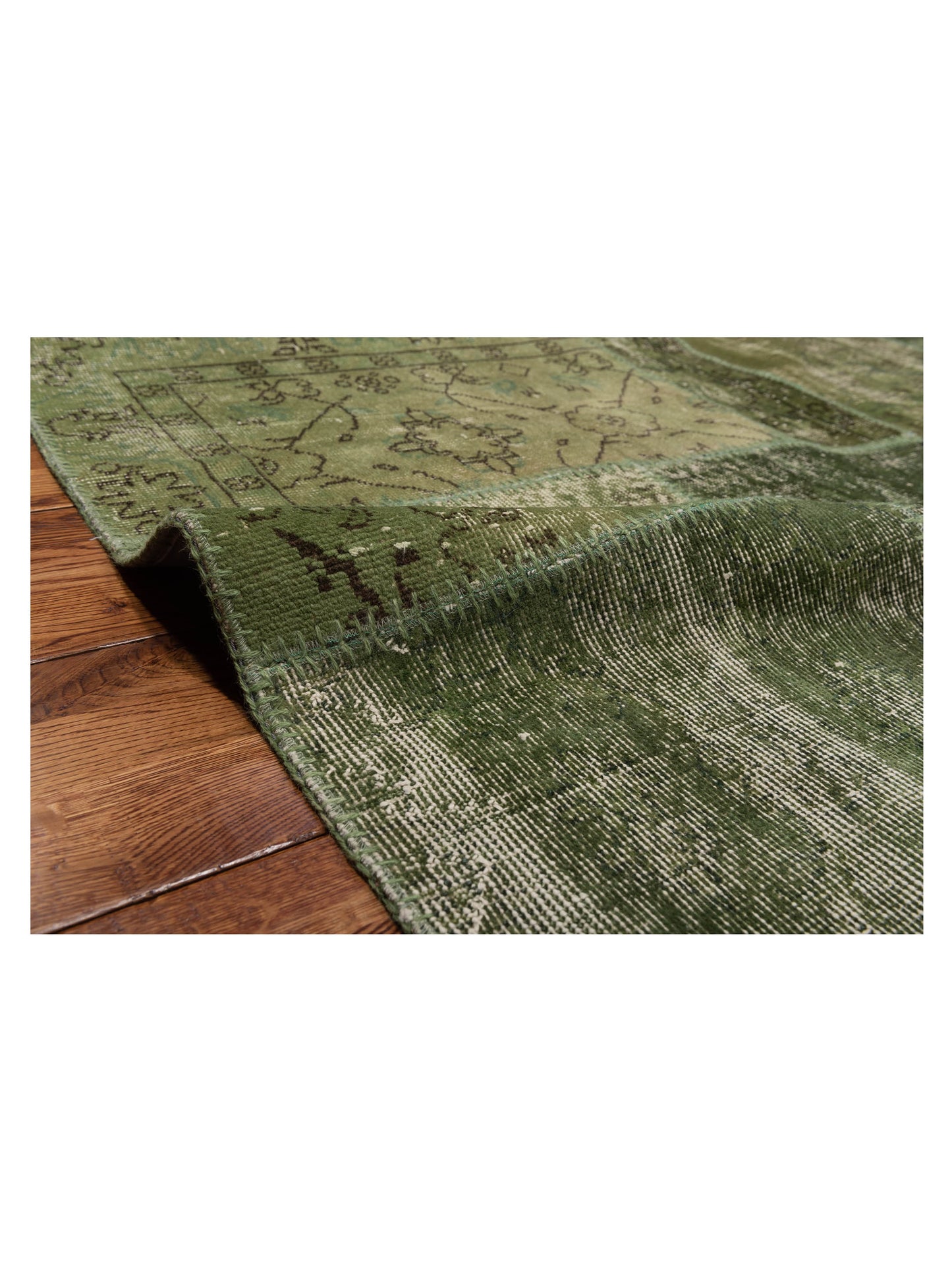 Turkish Vestige Patchwork 114835 Green 9.10x13.10 Hand Knotted Rug
