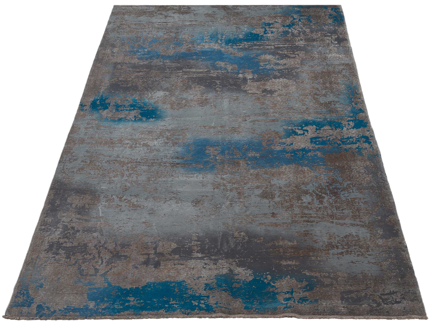 Vintage 112361 Gray Blue 6.6x9.4 Hand Knotted Rug