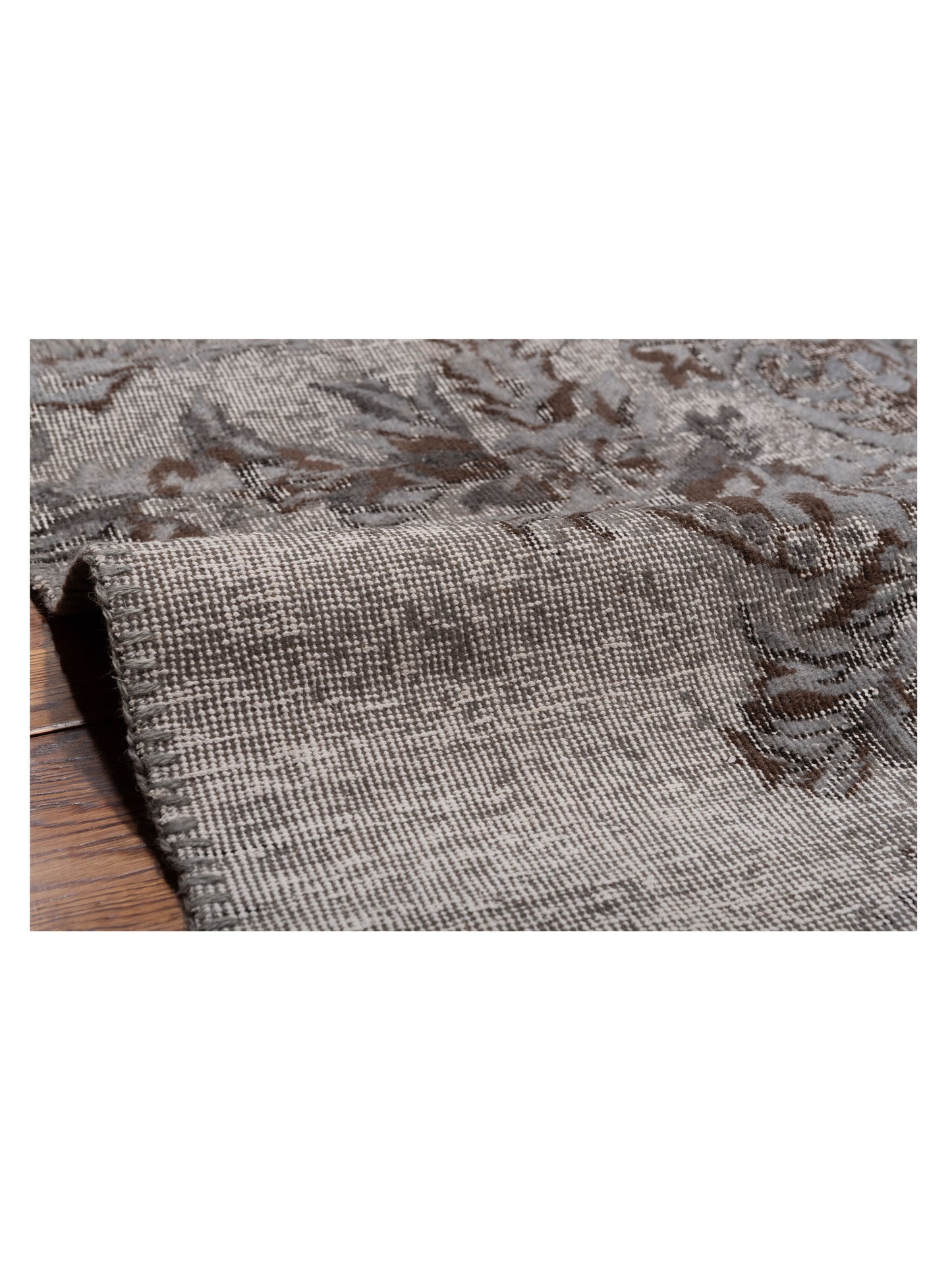 Turkish Vestige Patchwork 130965 Gray 11.5x15.6 Hand Knotted Rug