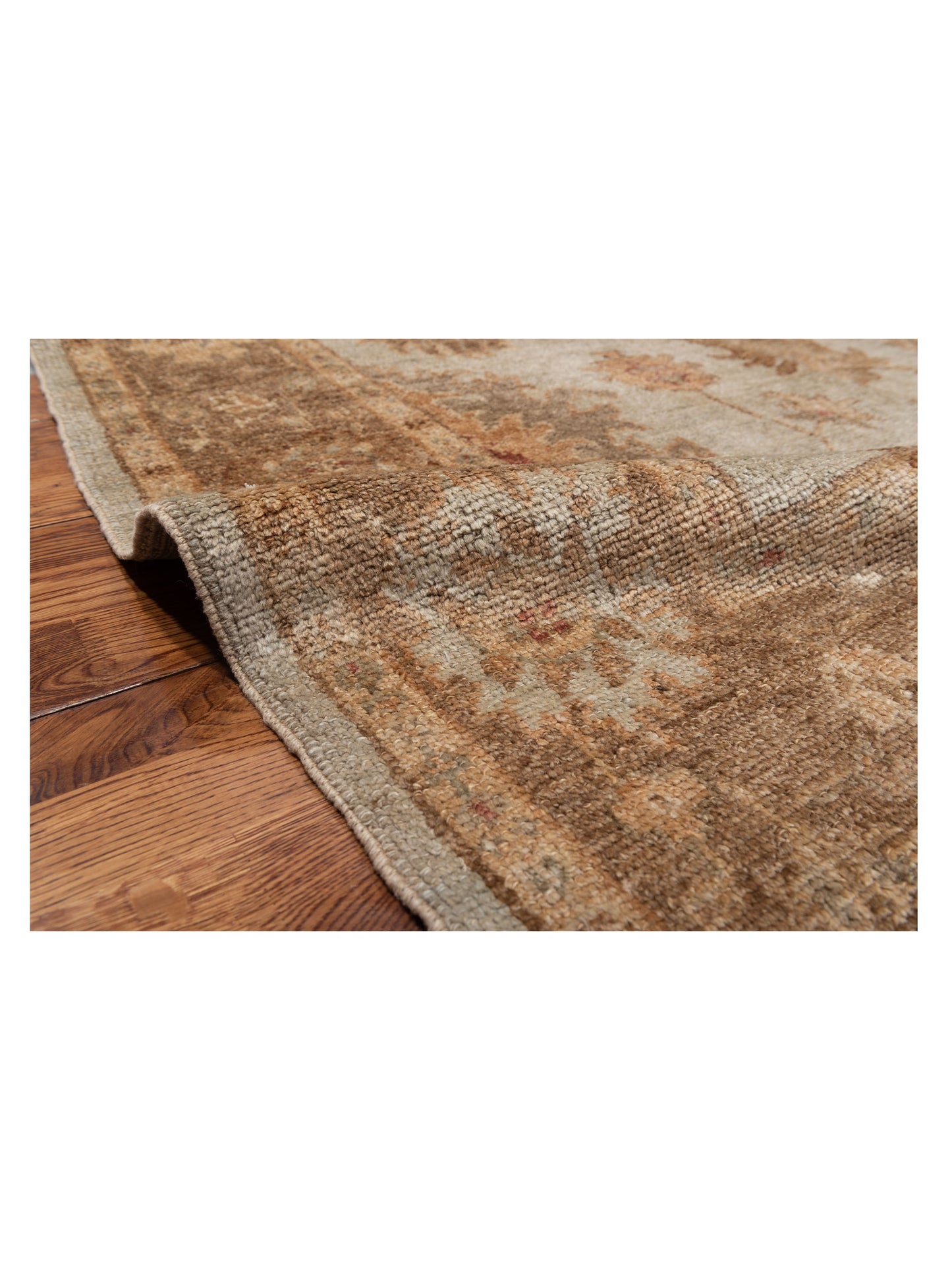 Angora Oushak 112030 Ice Blue Brown 5.10x11.9 Hand Knotted Rug