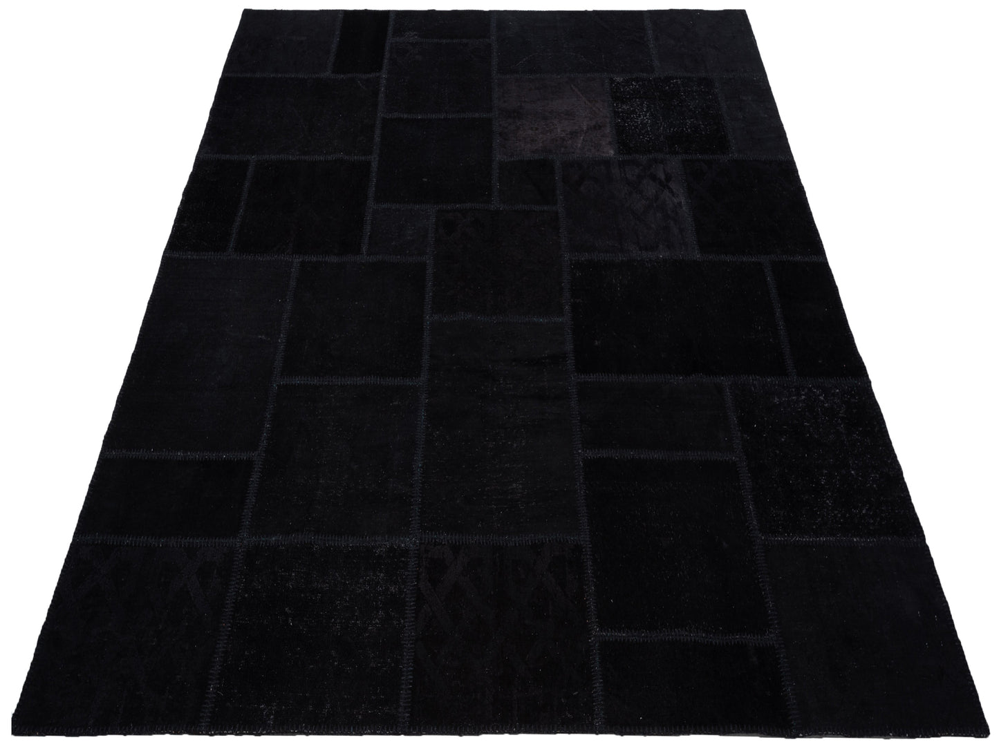 Turkish Vestige Patchwork 147553 Black 8.3x9.10 Hand Knotted Rug