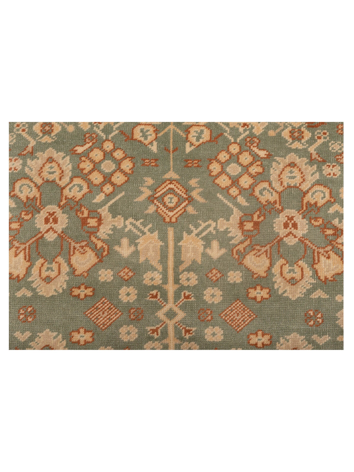 Anadol Oushak 145116 Green Ivory 5.3x6.8 Hand Knotted Rug