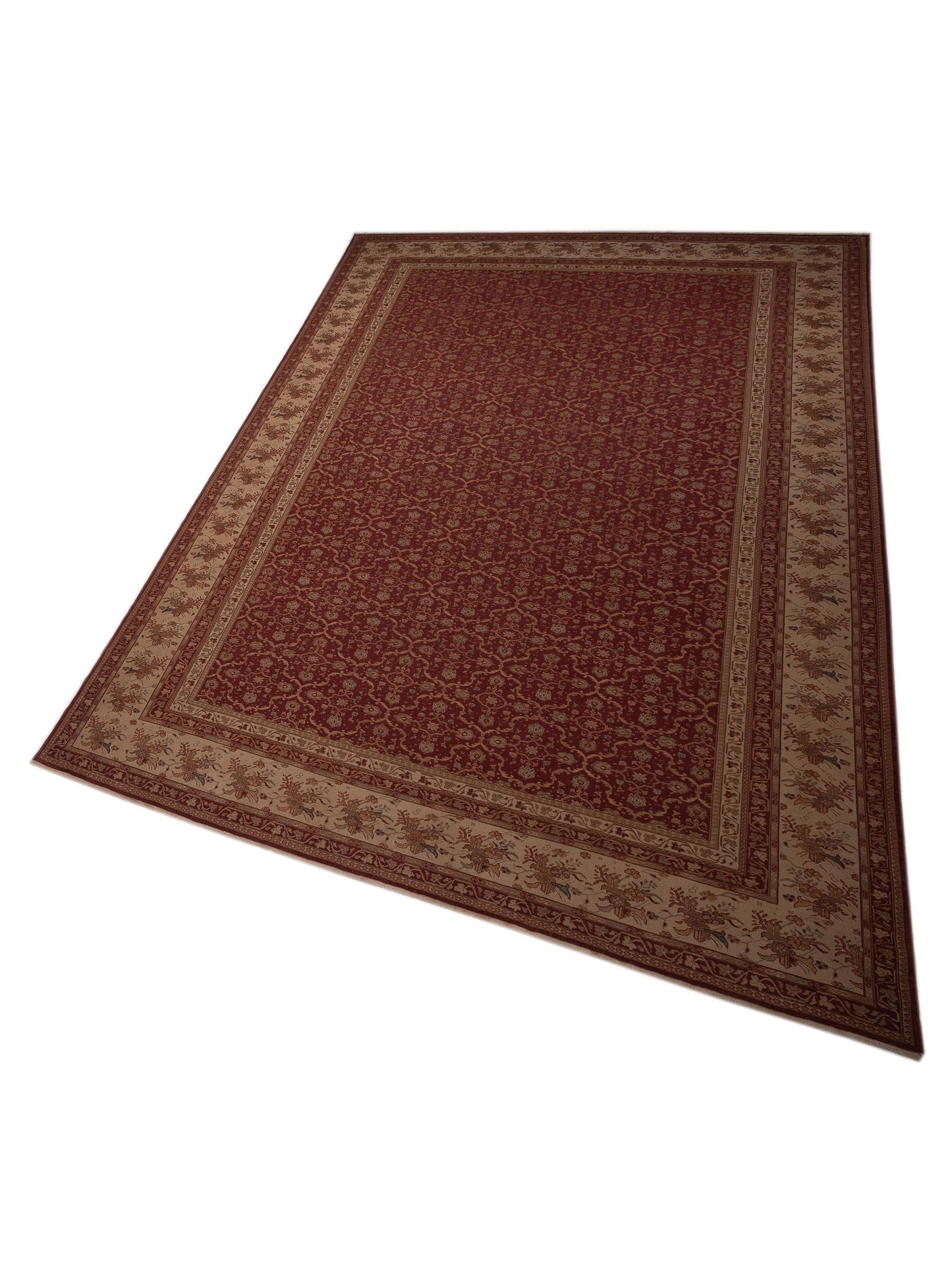 Antique Loom 108049 Red Ivory 12.1x17.4 Hand Knotted Rug