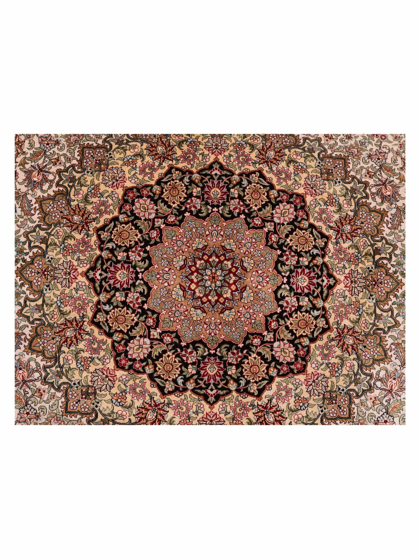 Pure Silk 118375 Ivory Beige 8x8 Hand Knotted Rug