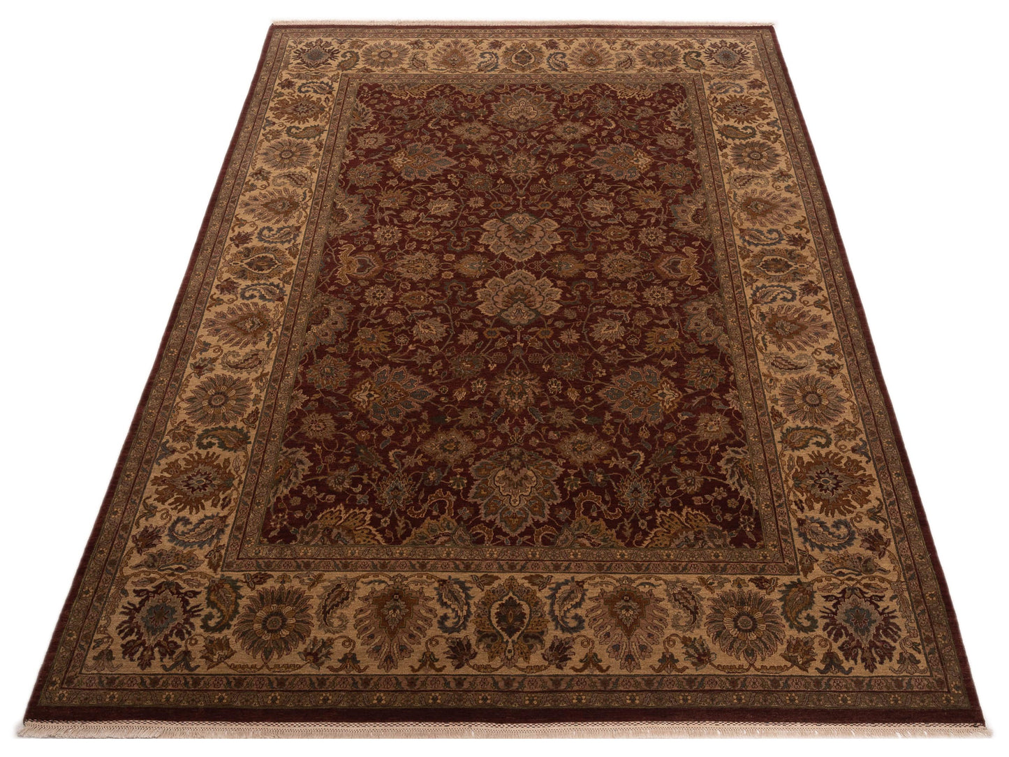 Crown 82621 Burgundy Beige 9.3x12.4 Hand Knotted Rug
