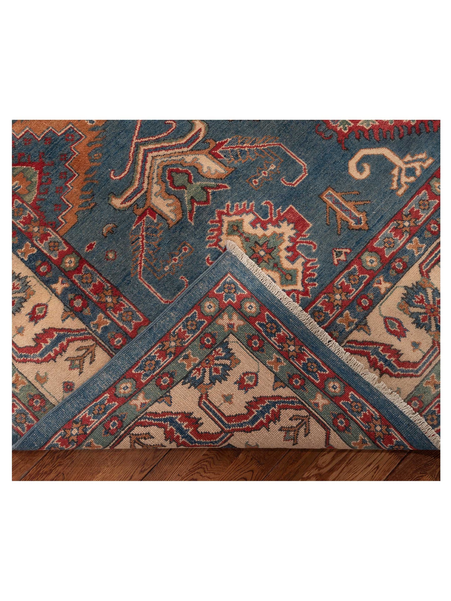 Kazak 151938 Blue Ivory 8.10x12.3 Hand Knotted Rug