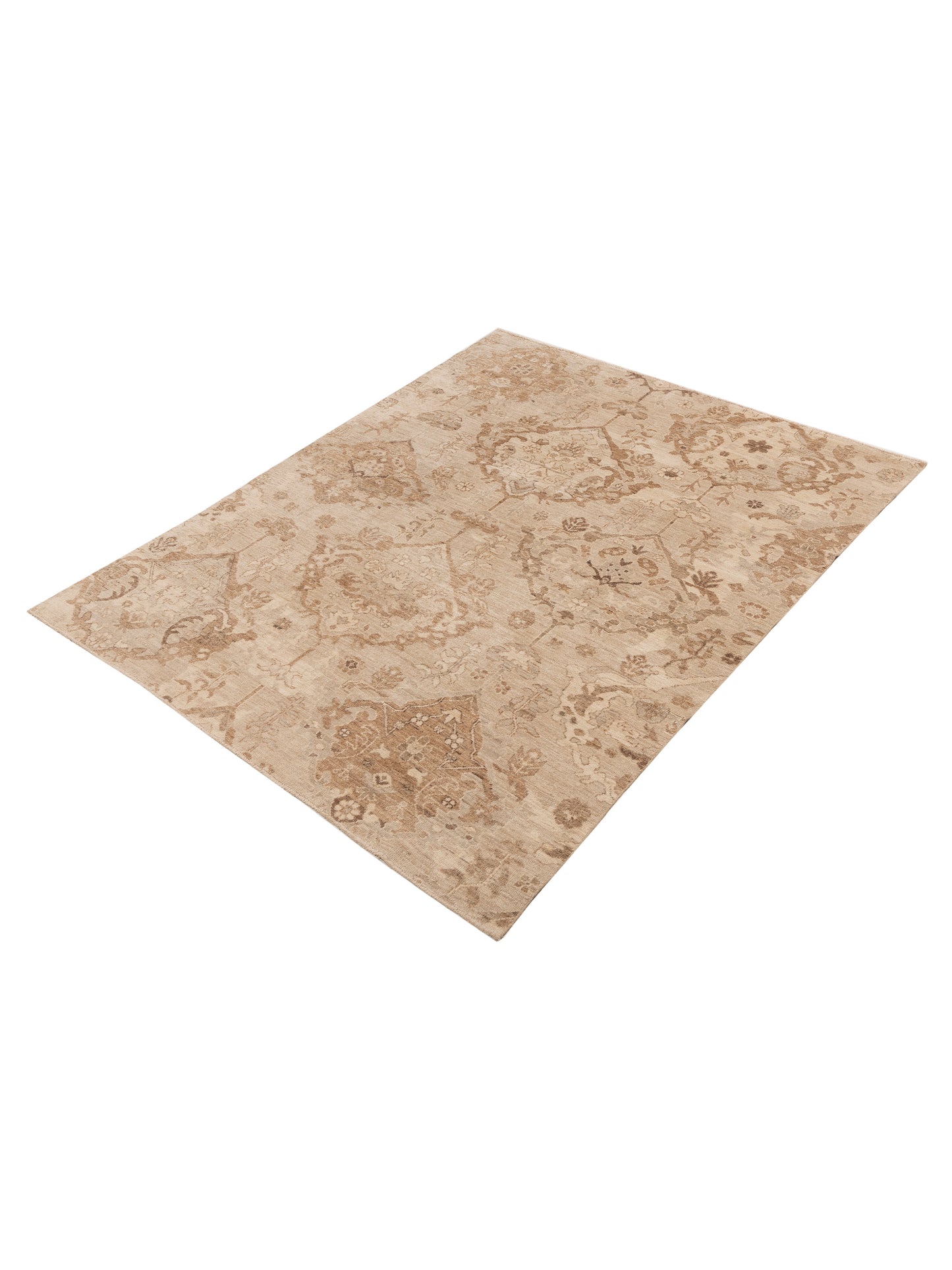 Angora Oushak 154962 Cream Brown 7.10x9.11 Hand Knotted Rug