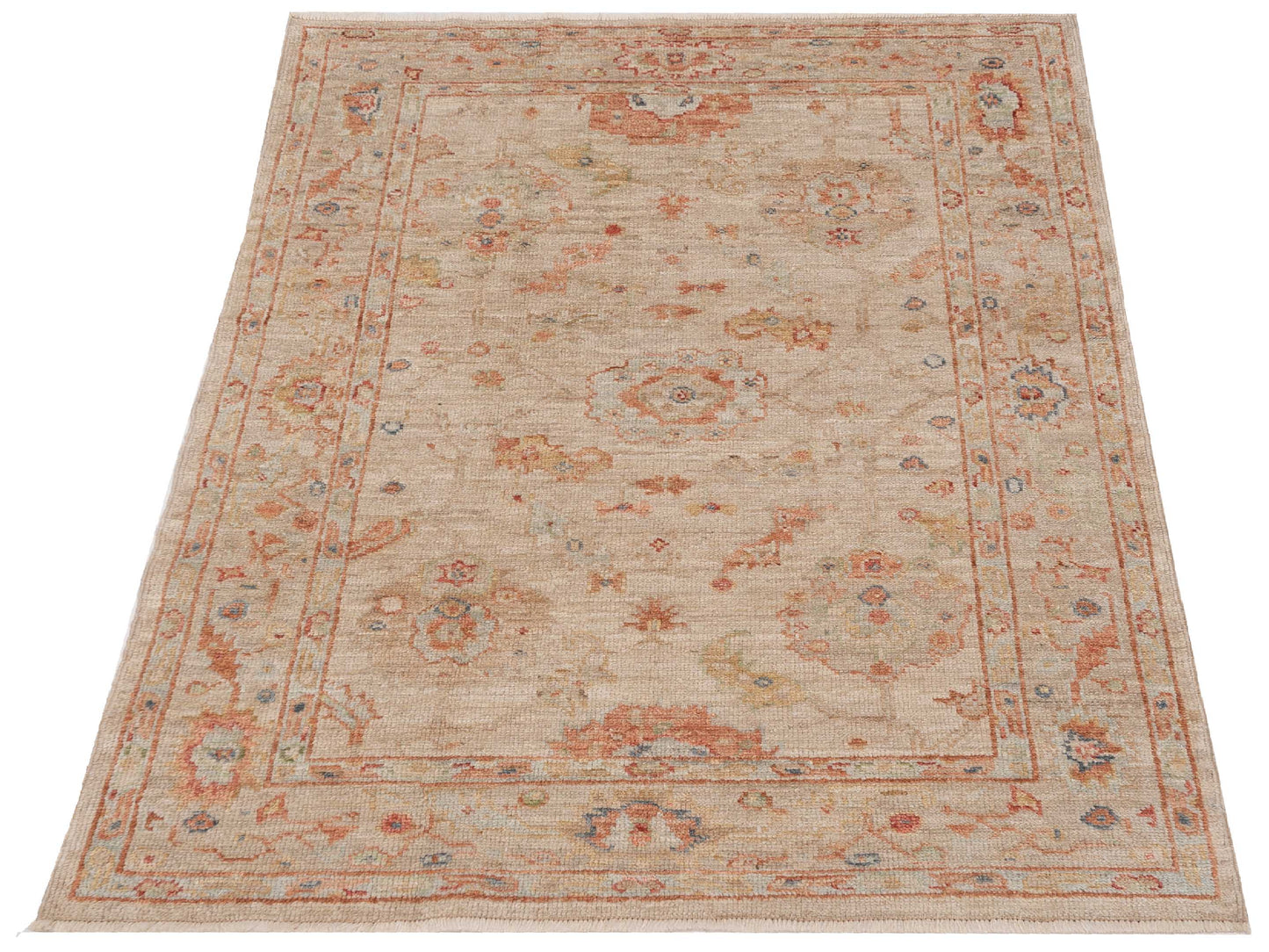 Angora Oushak 149396 Ivory Ivory 4x6 Hand Knotted Rug