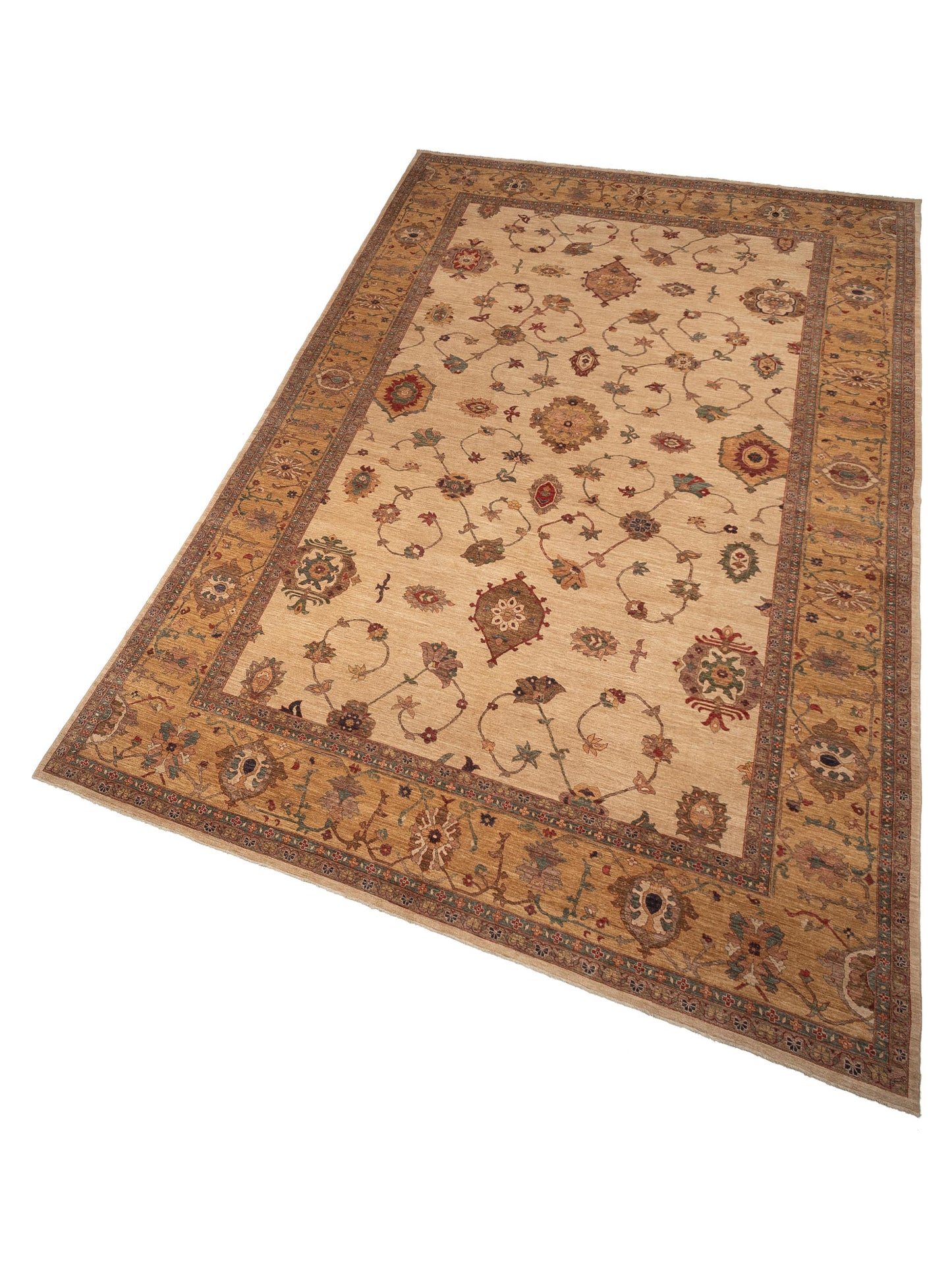 Elvan Tansu Ivory Gold 14x21.9 Hand Knotted Rug