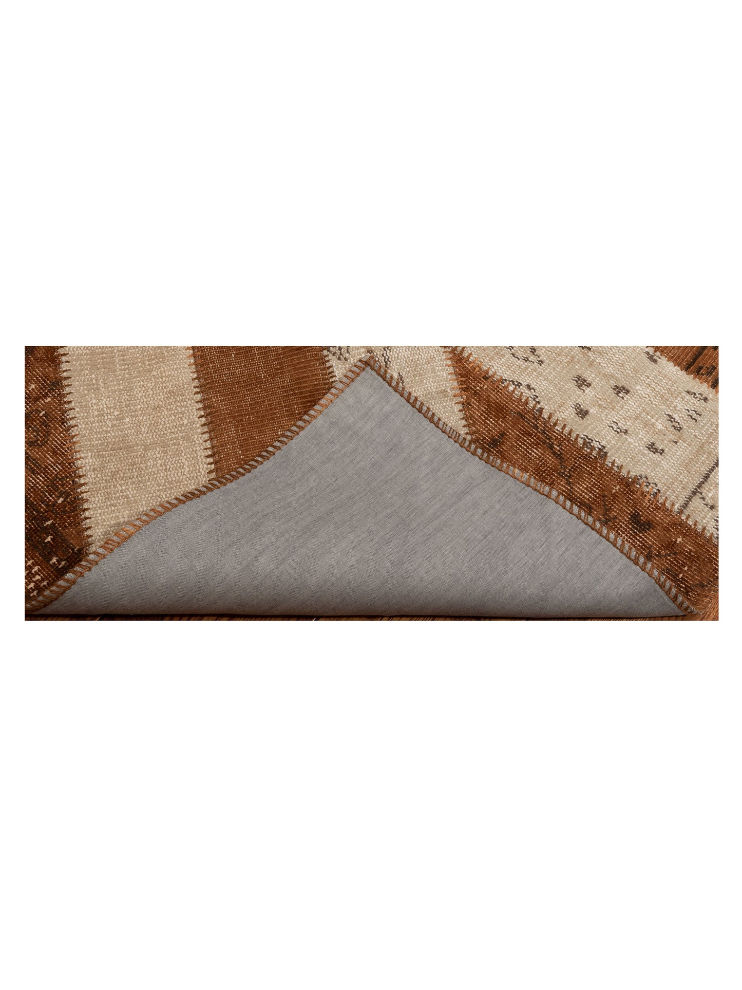 Turkish Vestige Patchwork 114673 Brown Ivory 6.8x9.10 Hand Knotted Rug