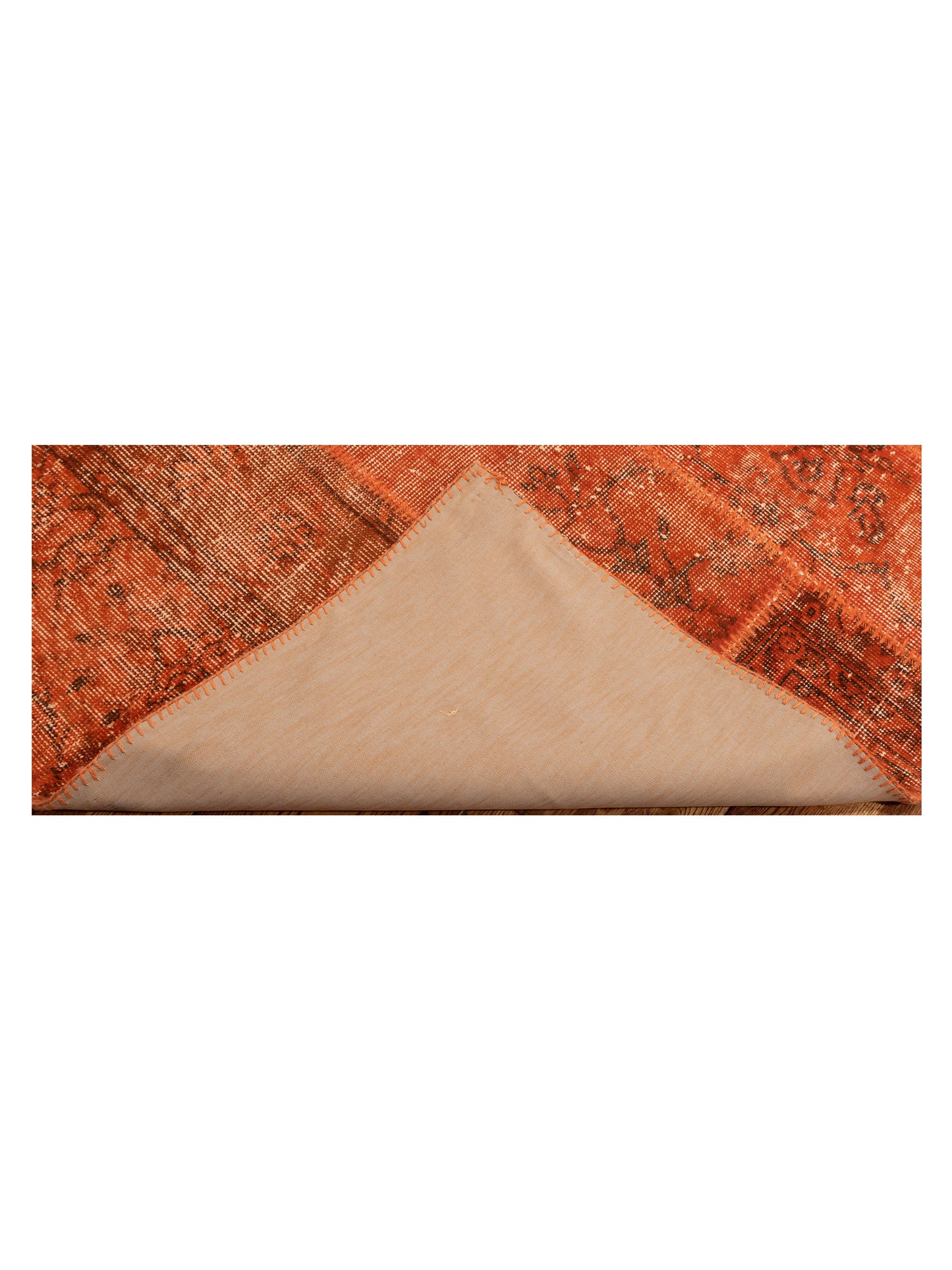 Turkish Vestige Patchwork 111938 Orange 8.2x9.8 Hand Knotted Rug