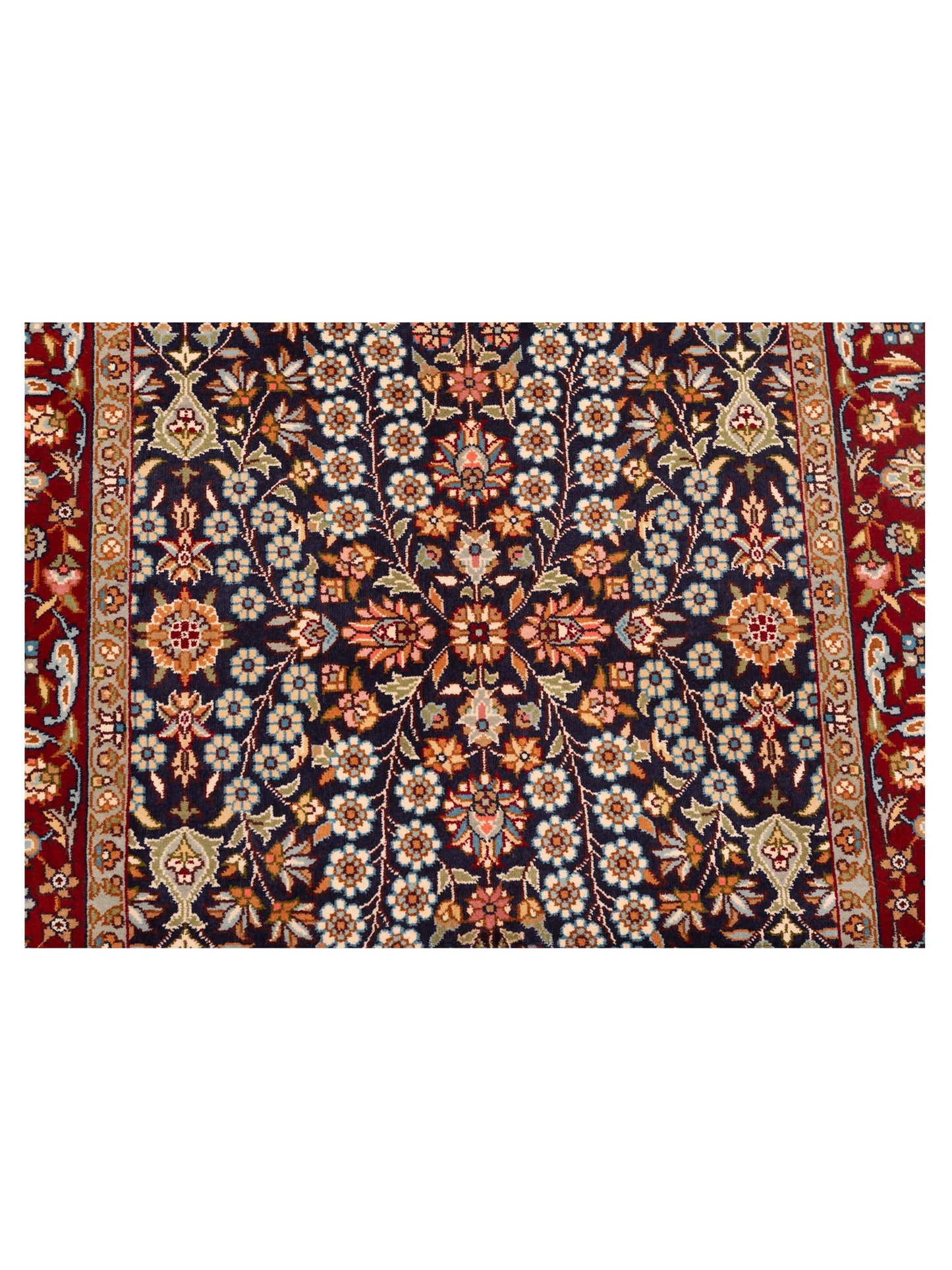 Pure Silk 119273 Navy Red 3x5.1 Hand Knotted Rug