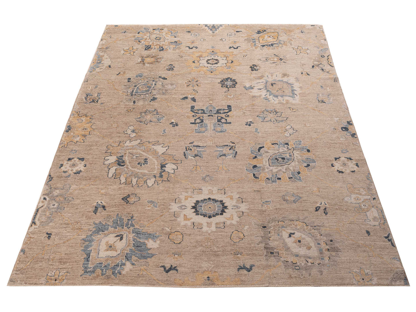 Angora Oushak 156086 Brown Gold 9x12.4 Hand Knotted Rug