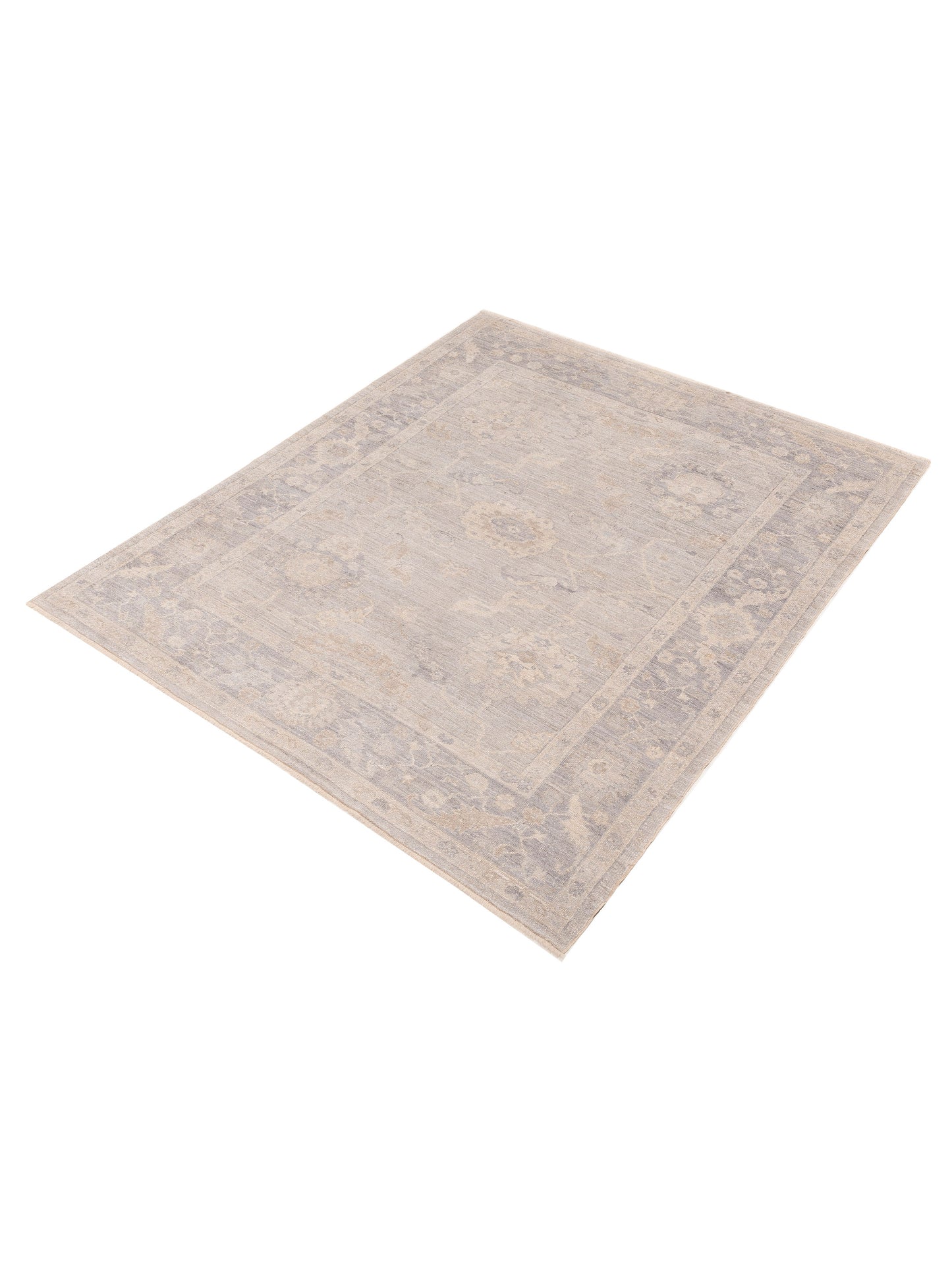 Angora Oushak 151014 Light Gray Light Gray 7.7x8.11 Hand Knotted Rug