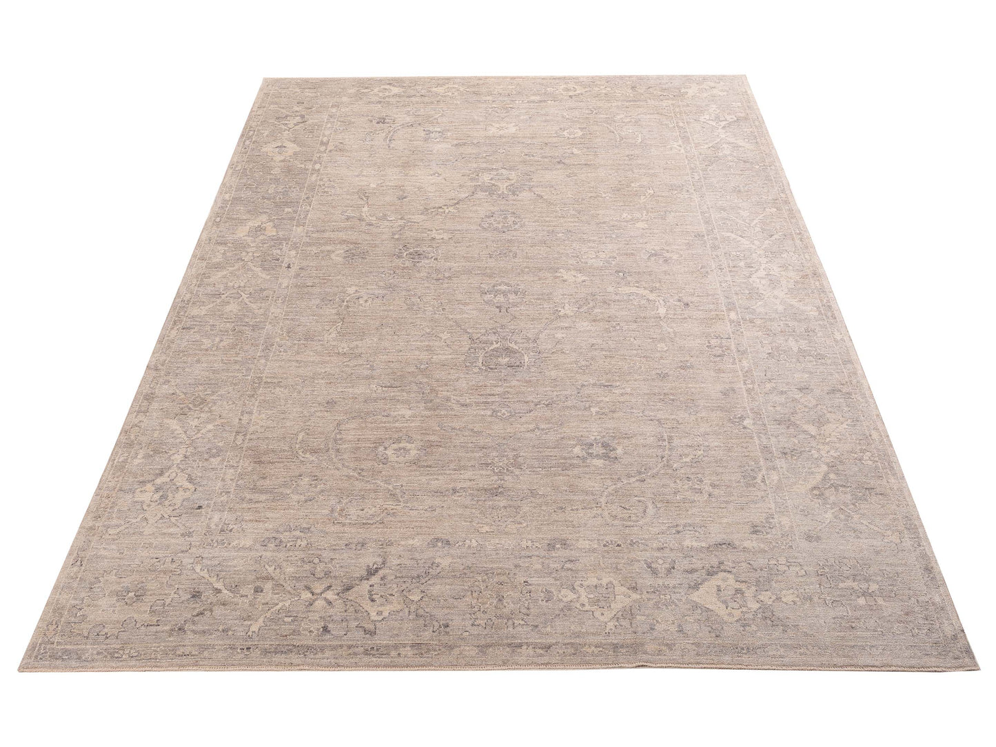 Angora Oushak 156076 Gray Gray 10x13.6 Hand Knotted Rug