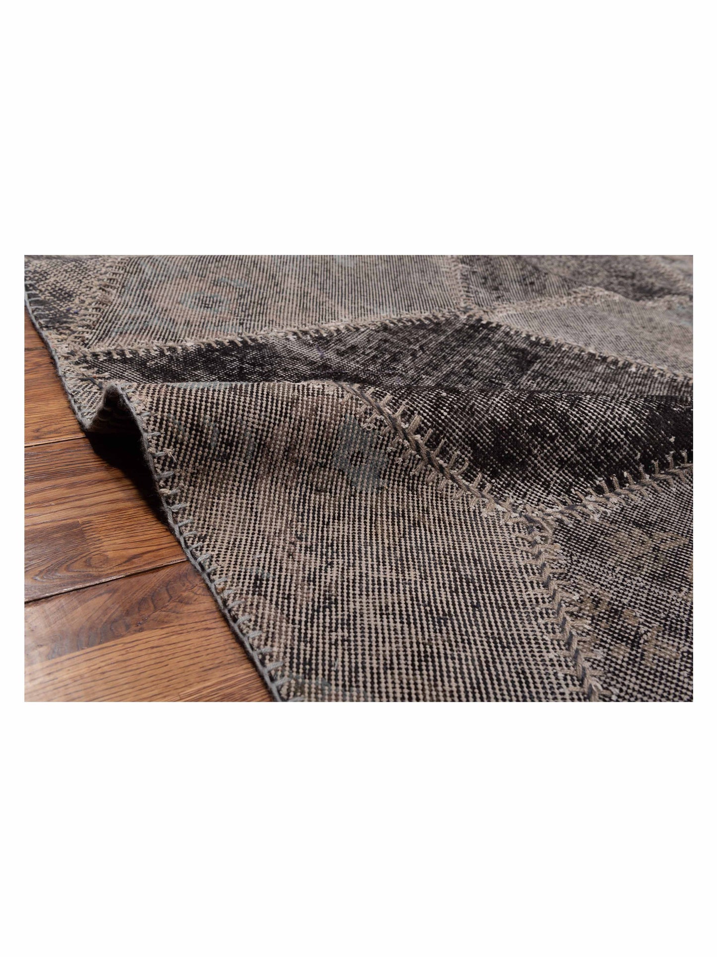 Turkish Vestige Patchwork 108898 Gray 8.6x9.11 Hand Knotted Rug