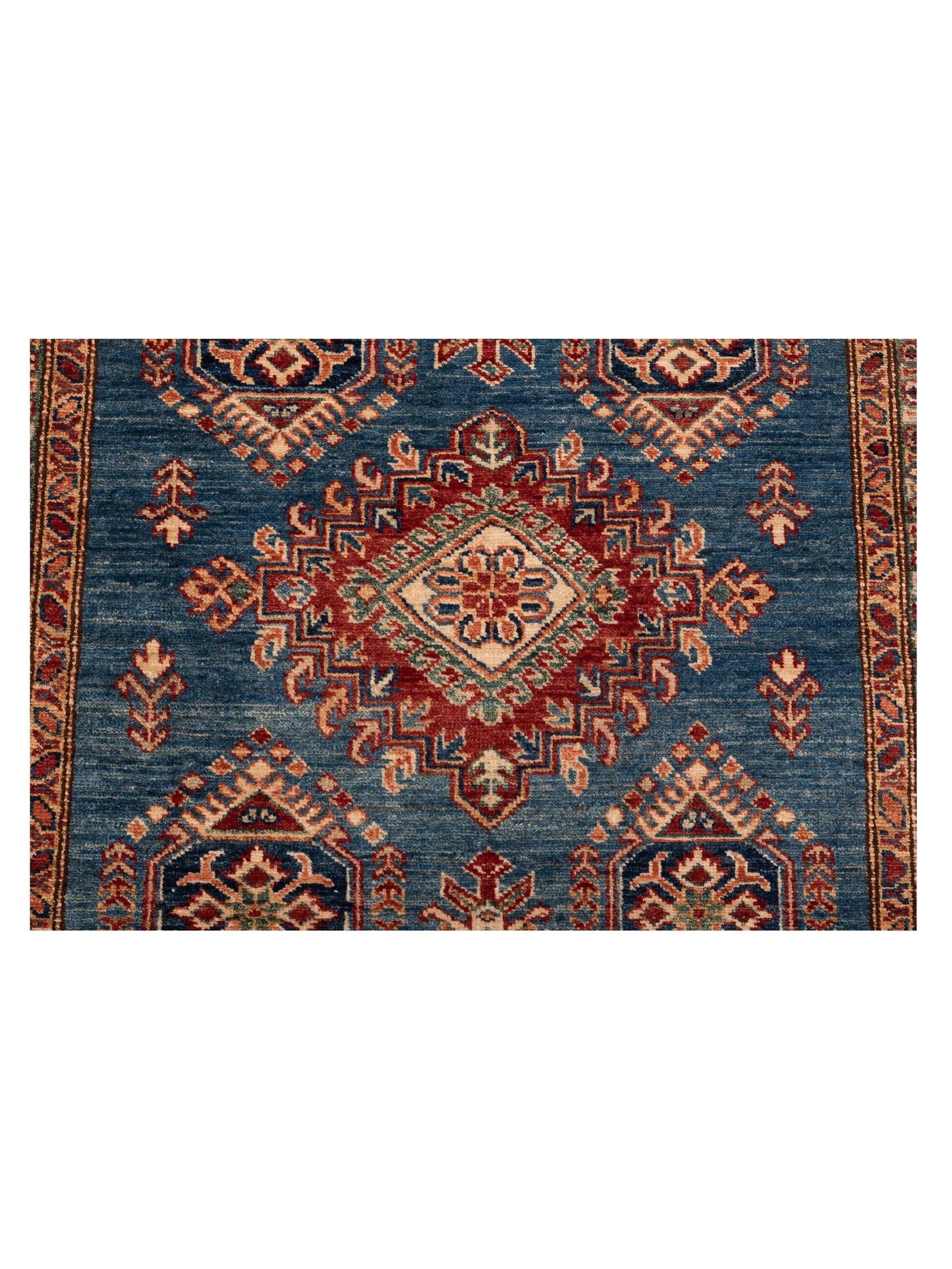 Artisan Kazak 148975 Blue Ivory 4.2x5.10 Hand Knotted Rug