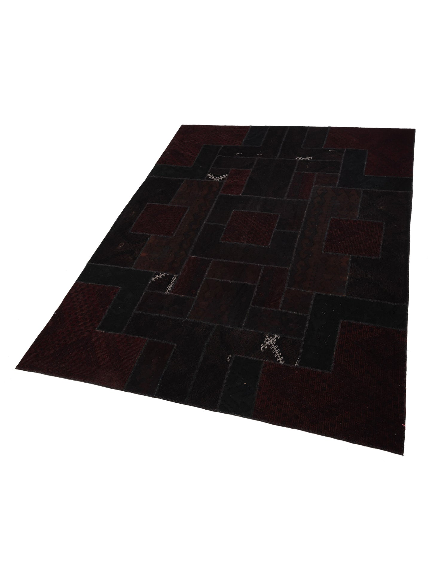 Turkish Vestige Patchwork 108971 Black 9.10x13.1 Hand Knotted Rug